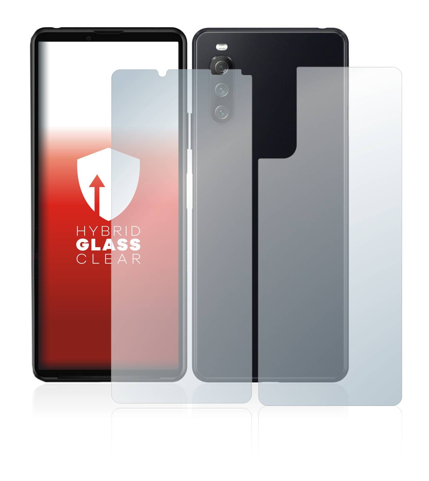upscreen Flexible Schutz Glas Folie für Sony Xperia 10 III (Display+Rückseite) Schutzglas 9H Hybridglas Klar