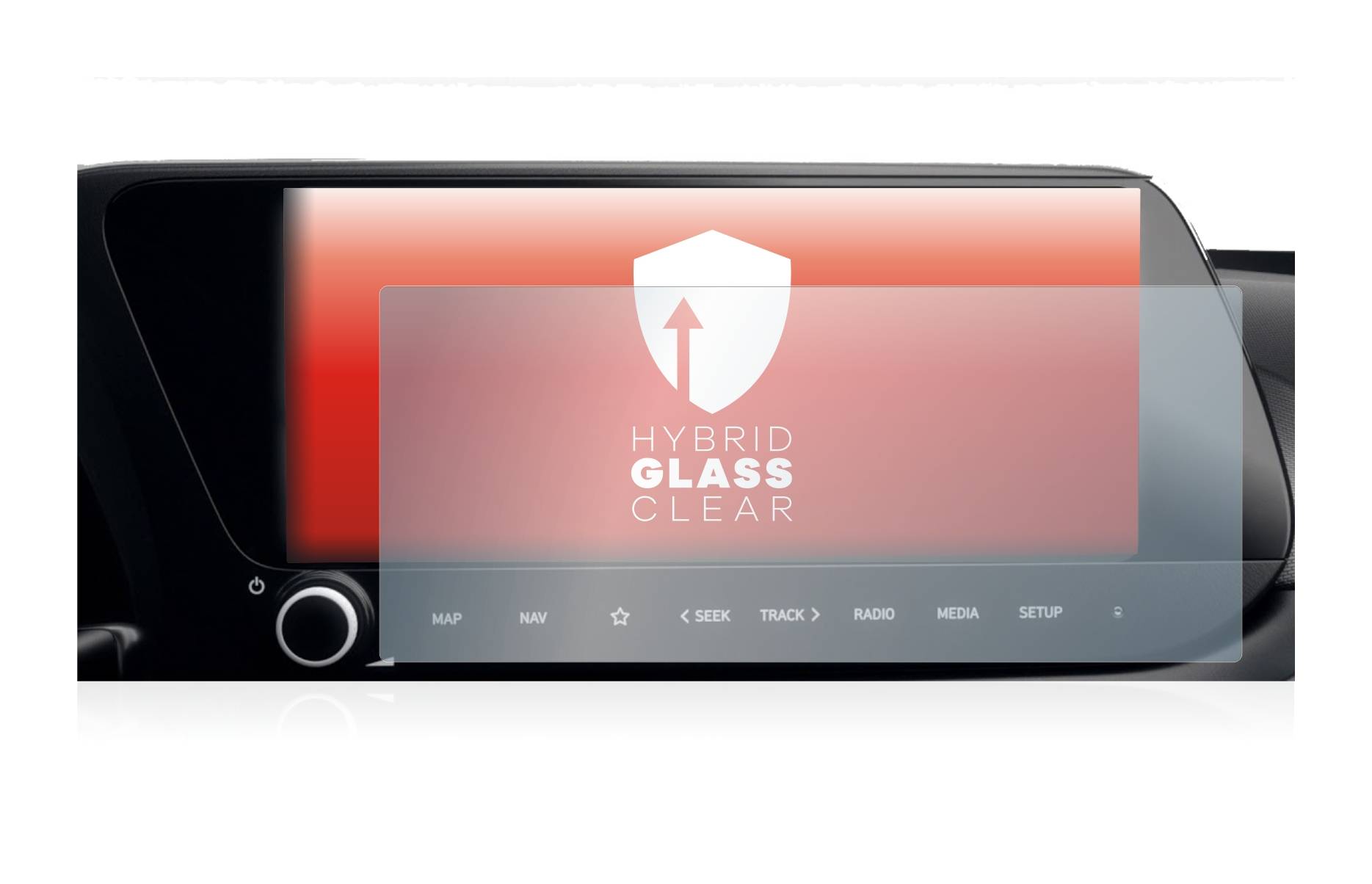 upscreen Hybrid Glass Clear Premium Schutzglas Folie für Hyundai i20 2022 Infotainment System