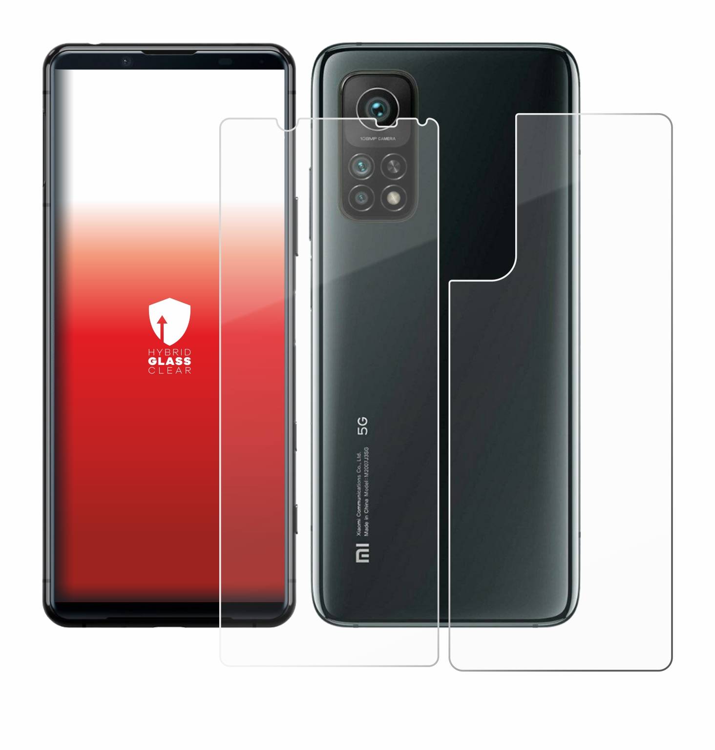 upscreen Flexible Schutz Glas Folie für Sony Xperia 5 II (Display+Rückseite) Schutzglas 9H Hybridglas Klar