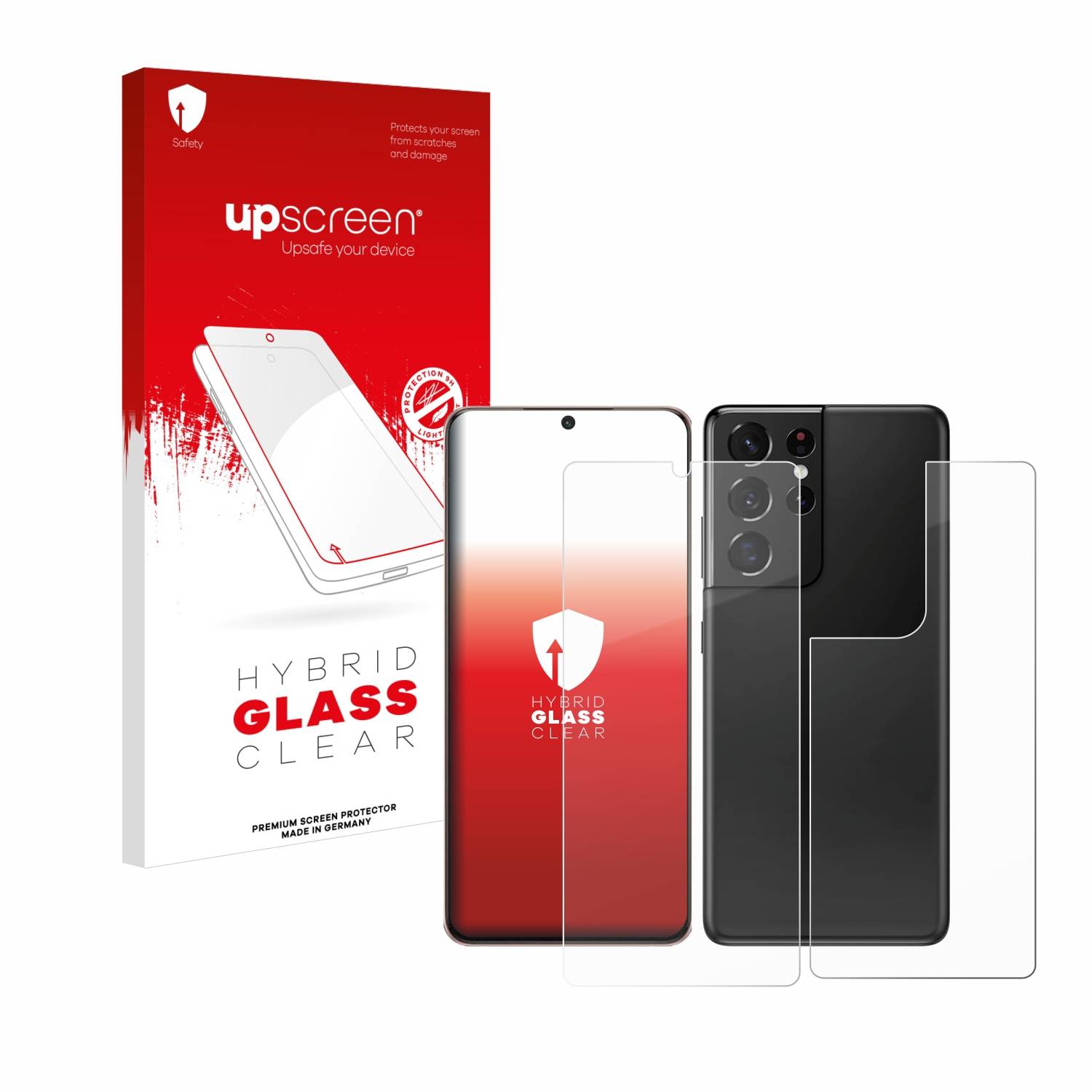 upscreen Flexible Schutz Glas Folie für Samsung Galaxy S21 Ultra 5G (Display+Rückseite) Schutzglas 9H Hybridglas Klar