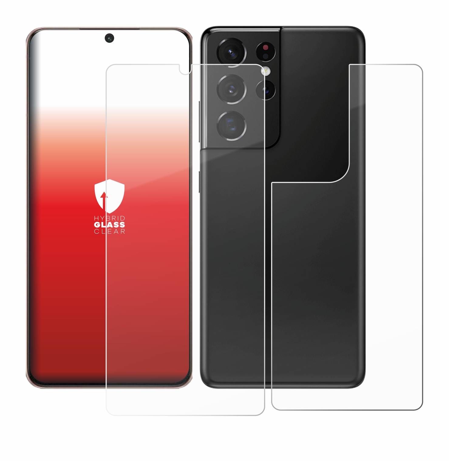 upscreen Flexible Schutz Glas Folie für Samsung Galaxy S21 Ultra 5G (Display+Rückseite) Schutzglas 9H Hybridglas Klar