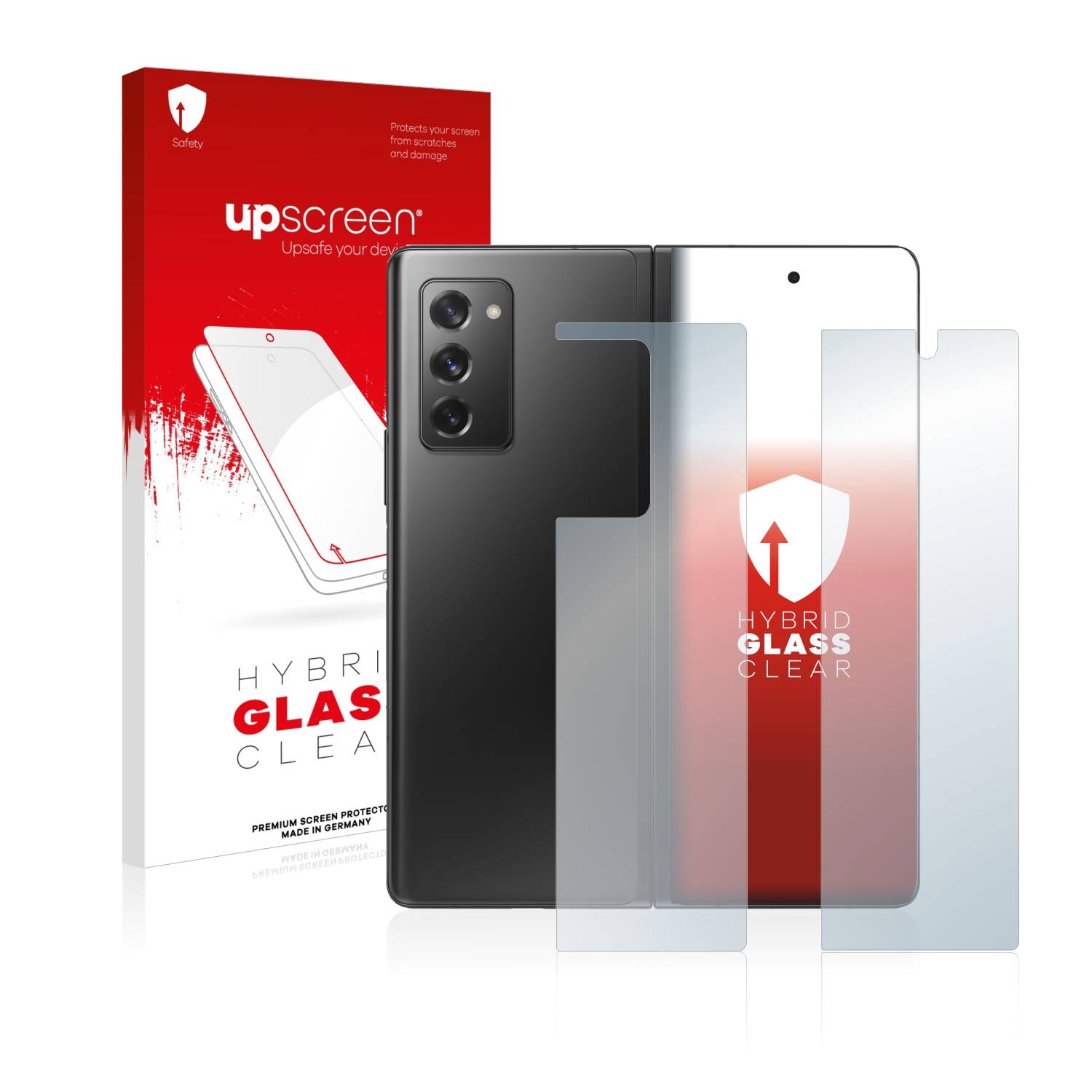 upscreen Flexible Schutz Glas Folie für Samsung Galaxy Z Fold 2 5G (Display+Rückseite) Schutzglas 9H Hybridglas Klar