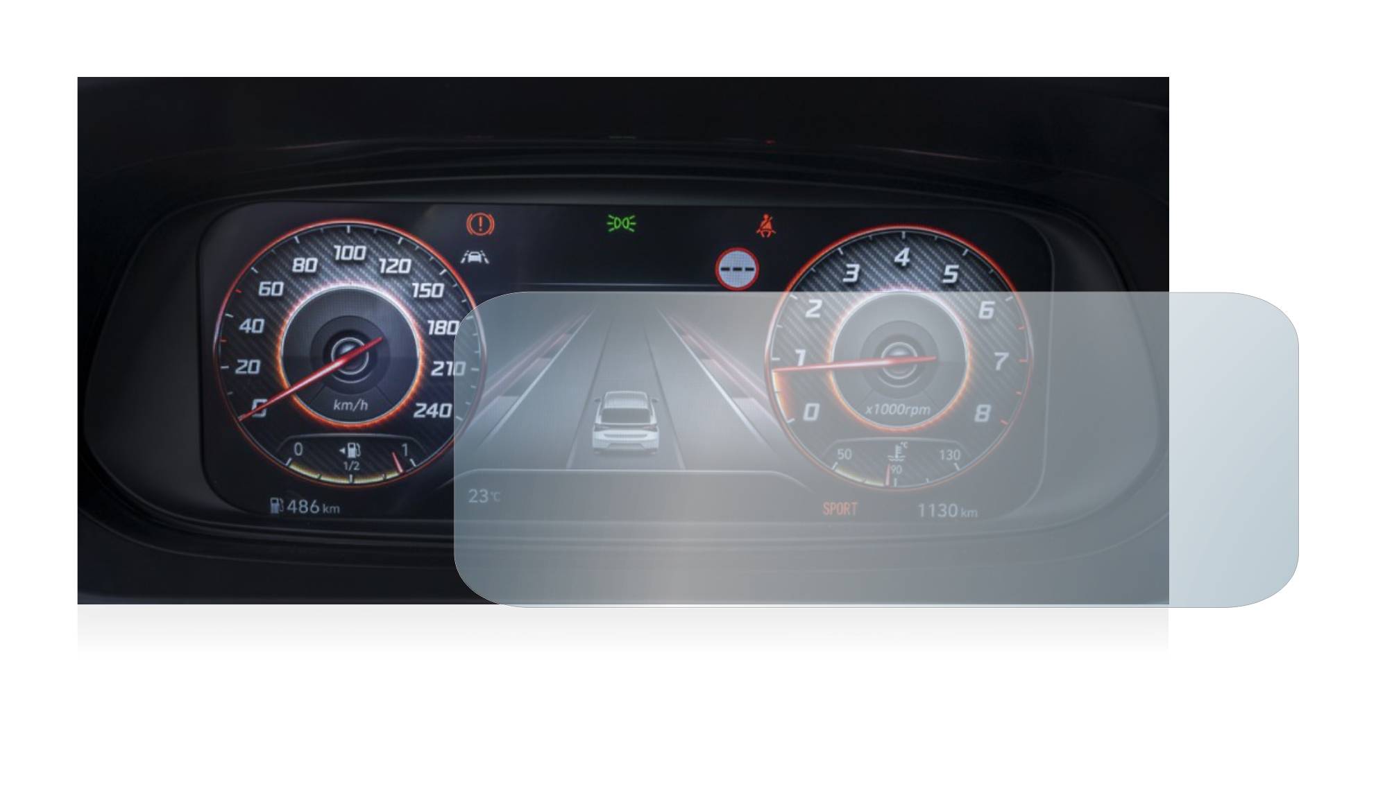 upscreen Hybrid Glass Clear Premium Schutzglas Folie für Hyundai i20N 2021