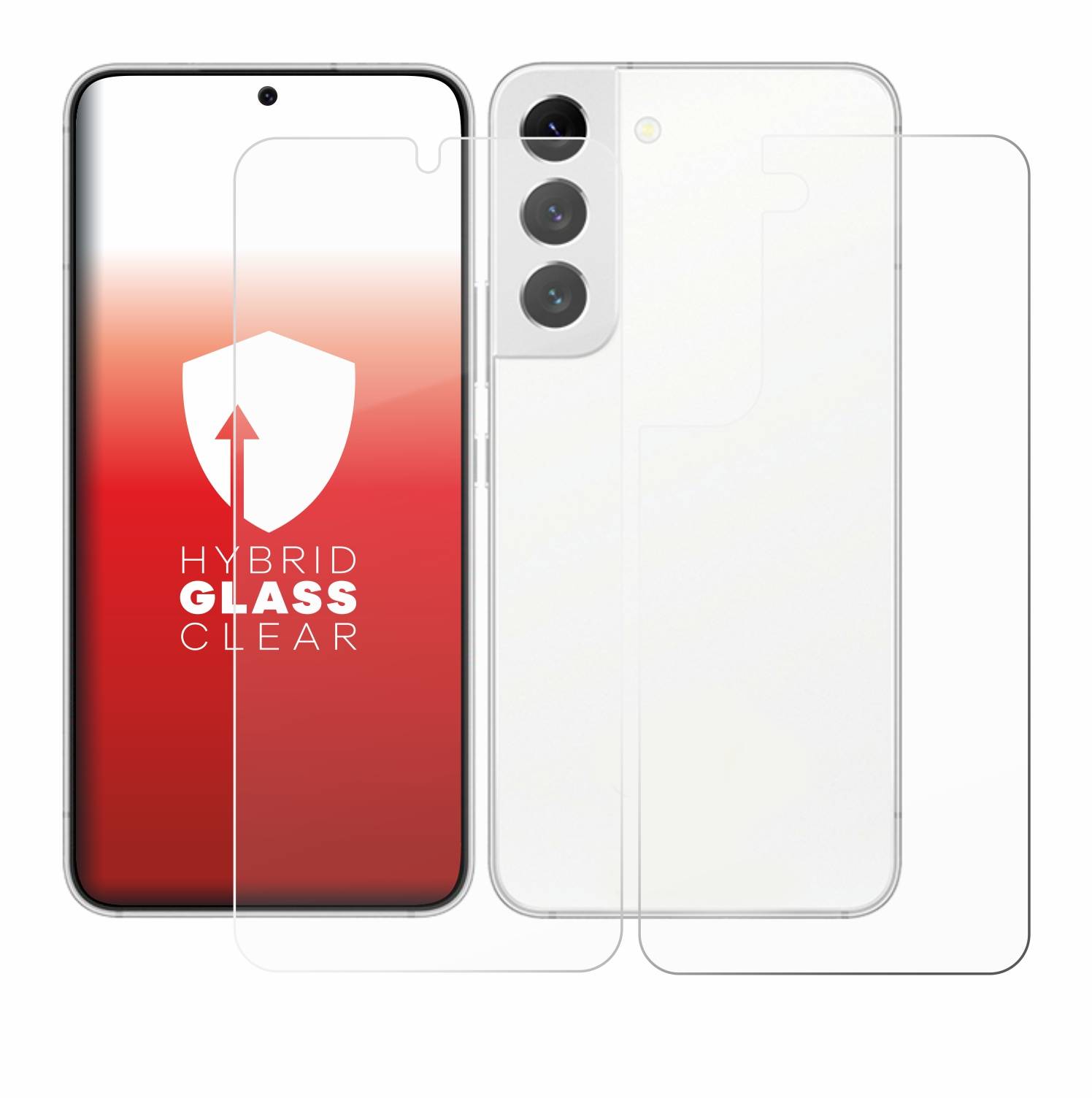upscreen Flexible Schutz Glas Folie für Samsung Galaxy S22 5G (Display+Rückseite) Schutzglas 9H Hybridglas Klar