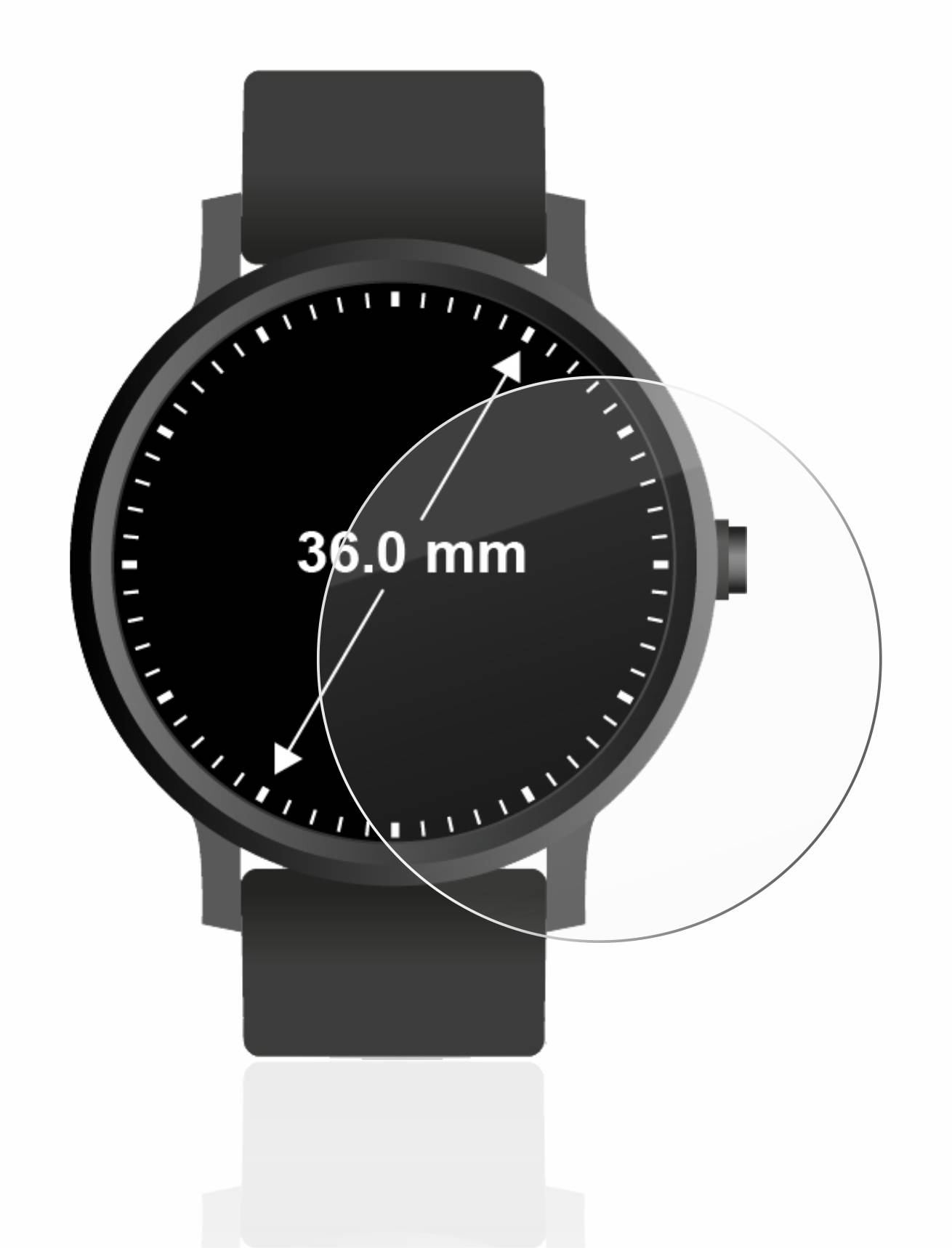 upscreen Flexible Schutz Glas Folie für Armbanduhren (Kreisrund, ø: 36 mm) Schutzglas 9H Hybridglas Klar