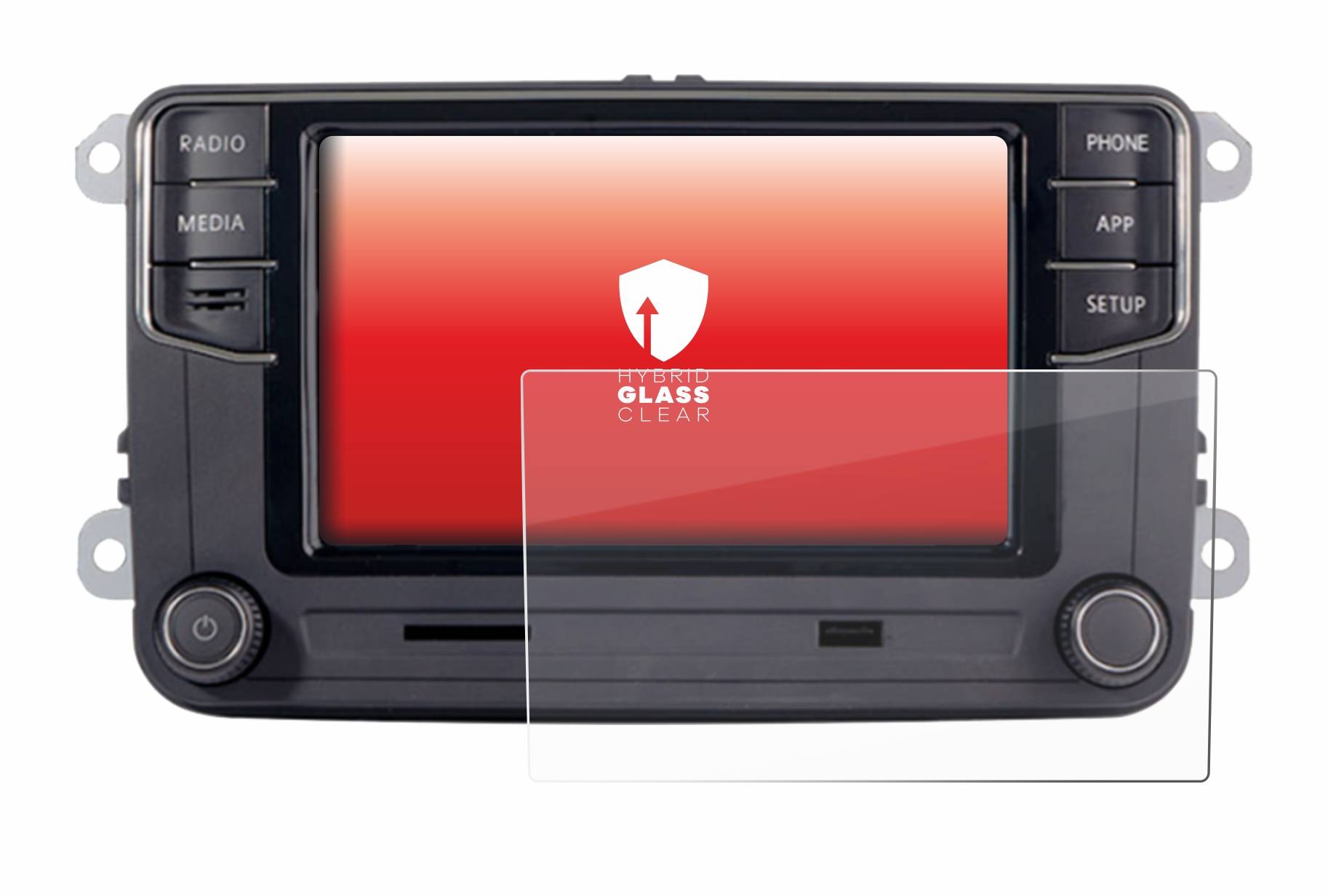 upscreen Hybrid Glass Clear Premium Schutzglas Folie für Volkswagen Autoradio Composition
