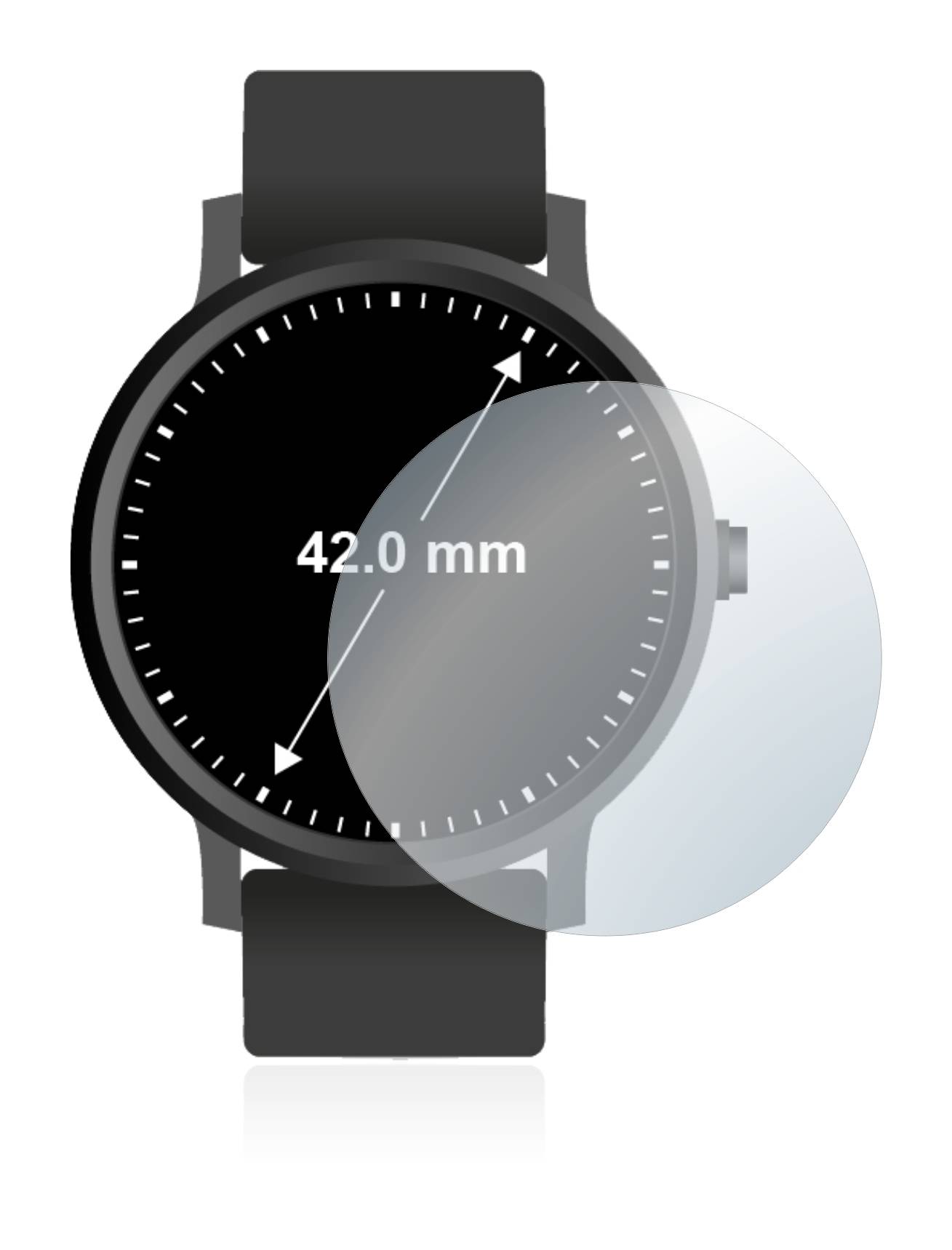 upscreen Hybrid Glass Clear Premium Schutzglas Folie für Armbanduhren (Kreisrund,