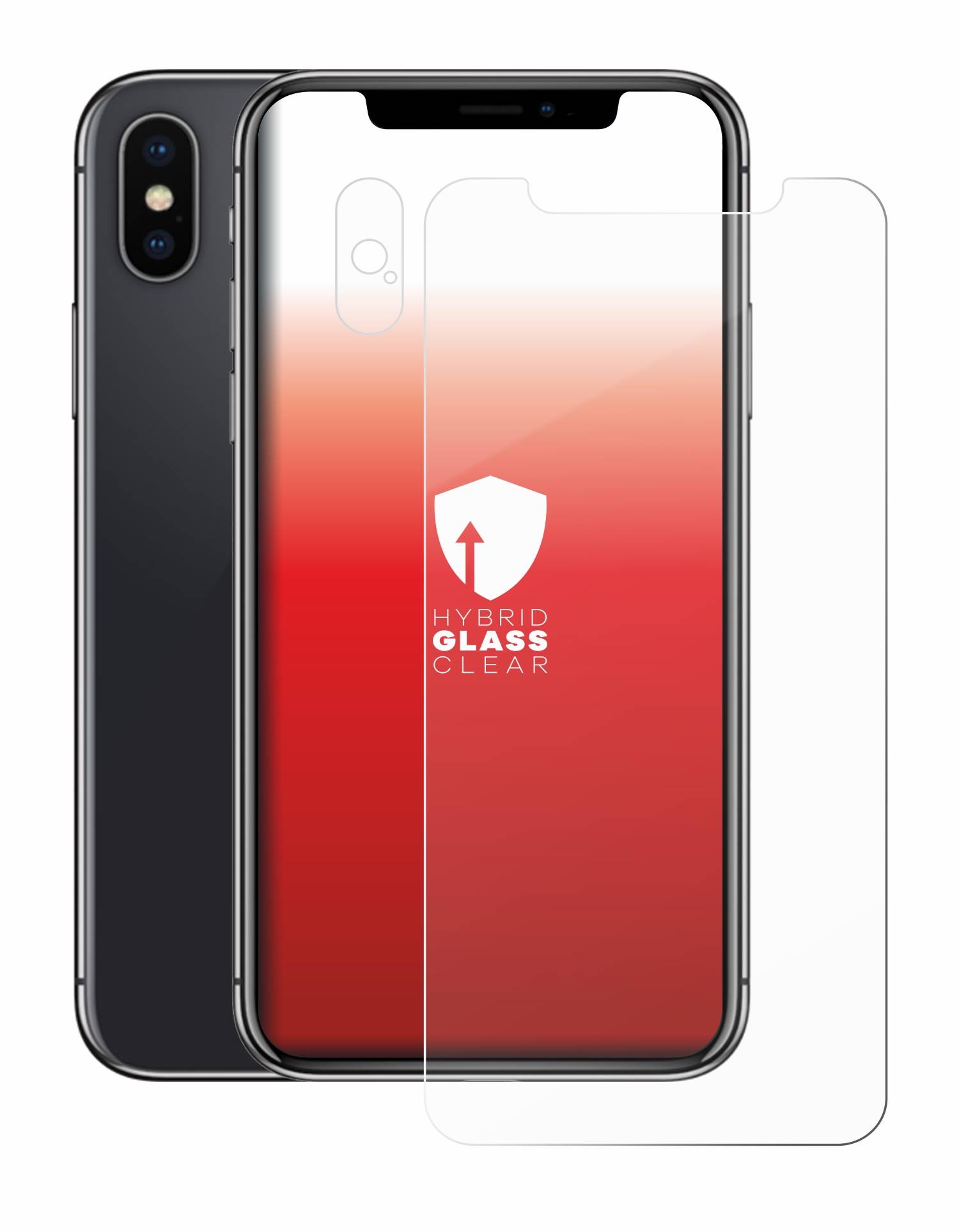 upscreen Flexible Schutz Glas Folie für Apple iPhone X (Display+Kamera) Schutzglas 9H Hybridglas Klar