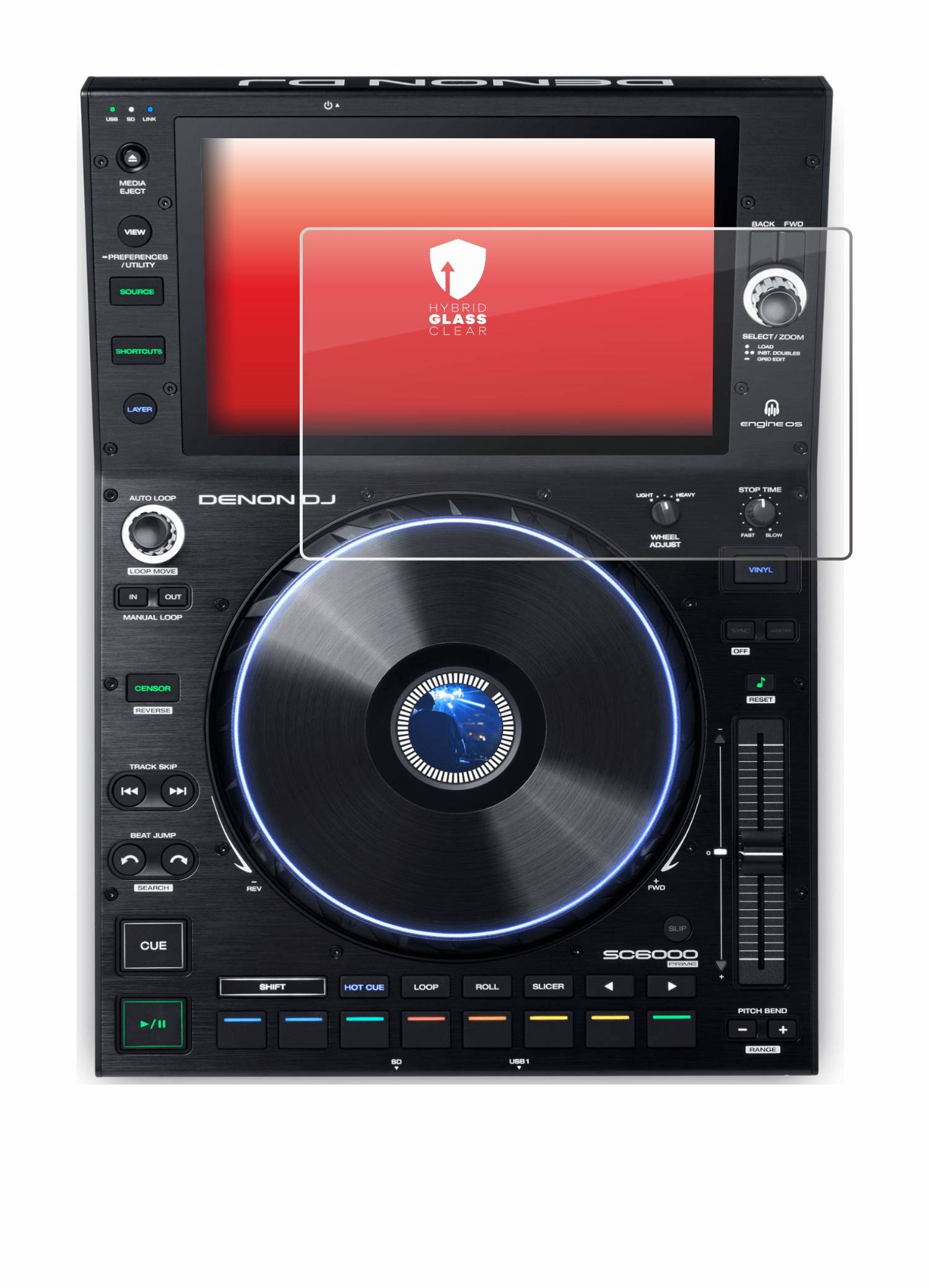 upscreen Hybrid Glass Clear Premium Schutzglas Folie für Denon SC6000