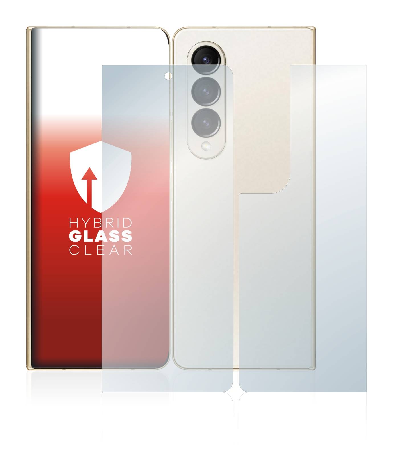 upscreen Flexible Schutz Glas Folie für Samsung Galaxy Z Fold 4 (Display+Rückseite) Schutzglas 9H Hybridglas Klar