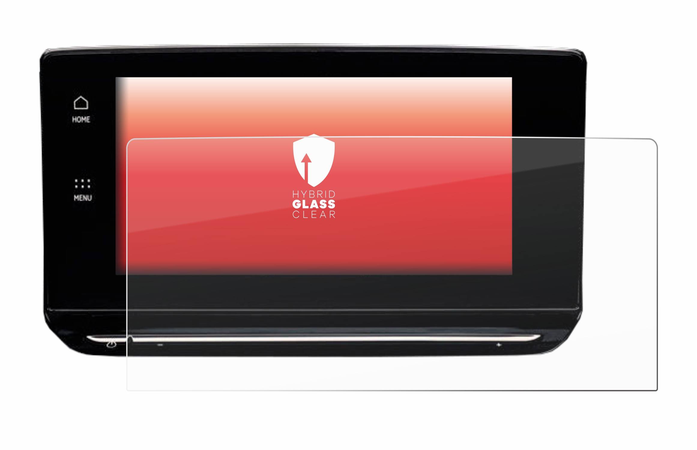 upscreen Hybrid Glass Clear Premium Schutzglas Folie für Skoda Octavia 2021 Infotainment