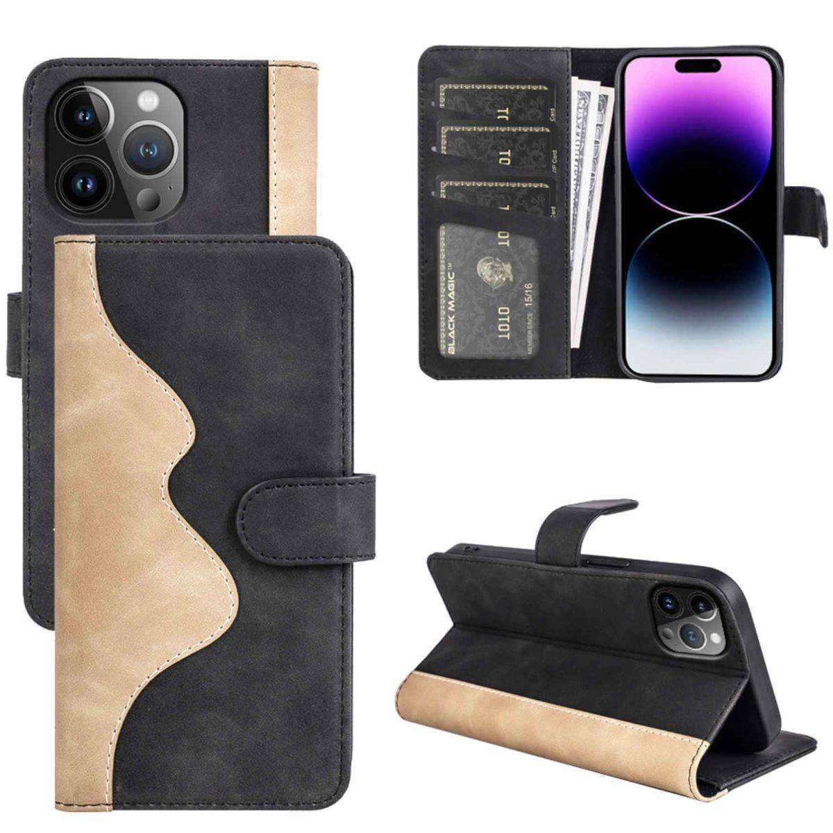 Für Apple iPhone 15 Pro Max Design Handy Tasche Wallet Premium Schwarz Schutz Hülle Case Cover Etuis Zubehör