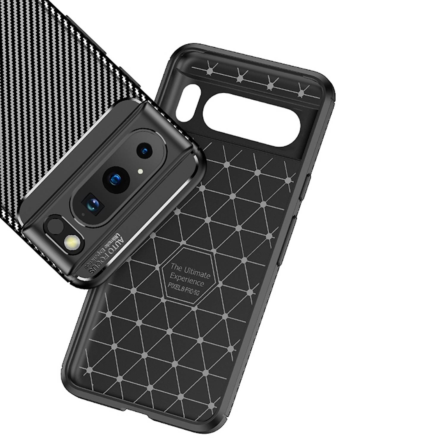 Für Google Pixel 8 Pro Schockfeste Carbon TPU Handy Tasche Schwarz
