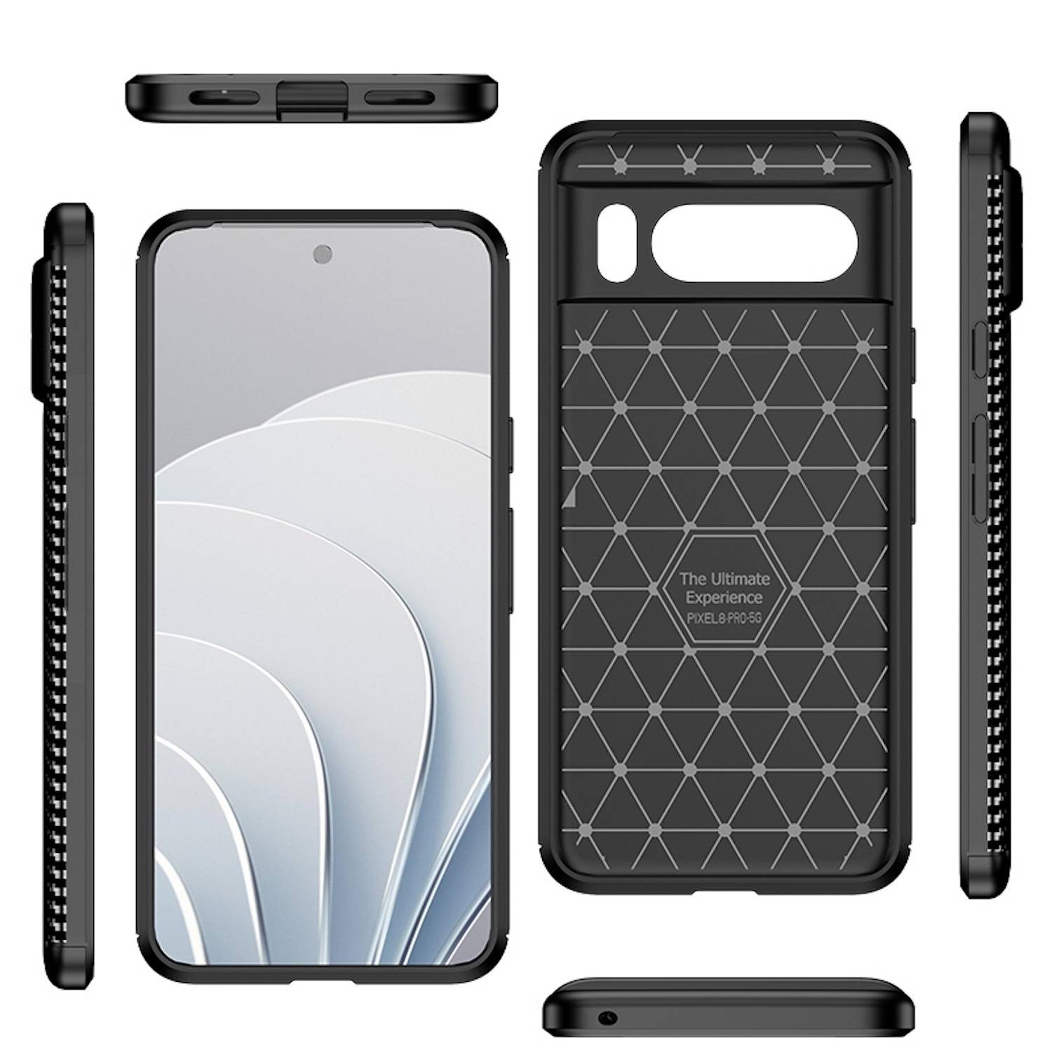 Für Google Pixel 8 Pro Schockfeste Carbon TPU Handy Tasche Schwarz