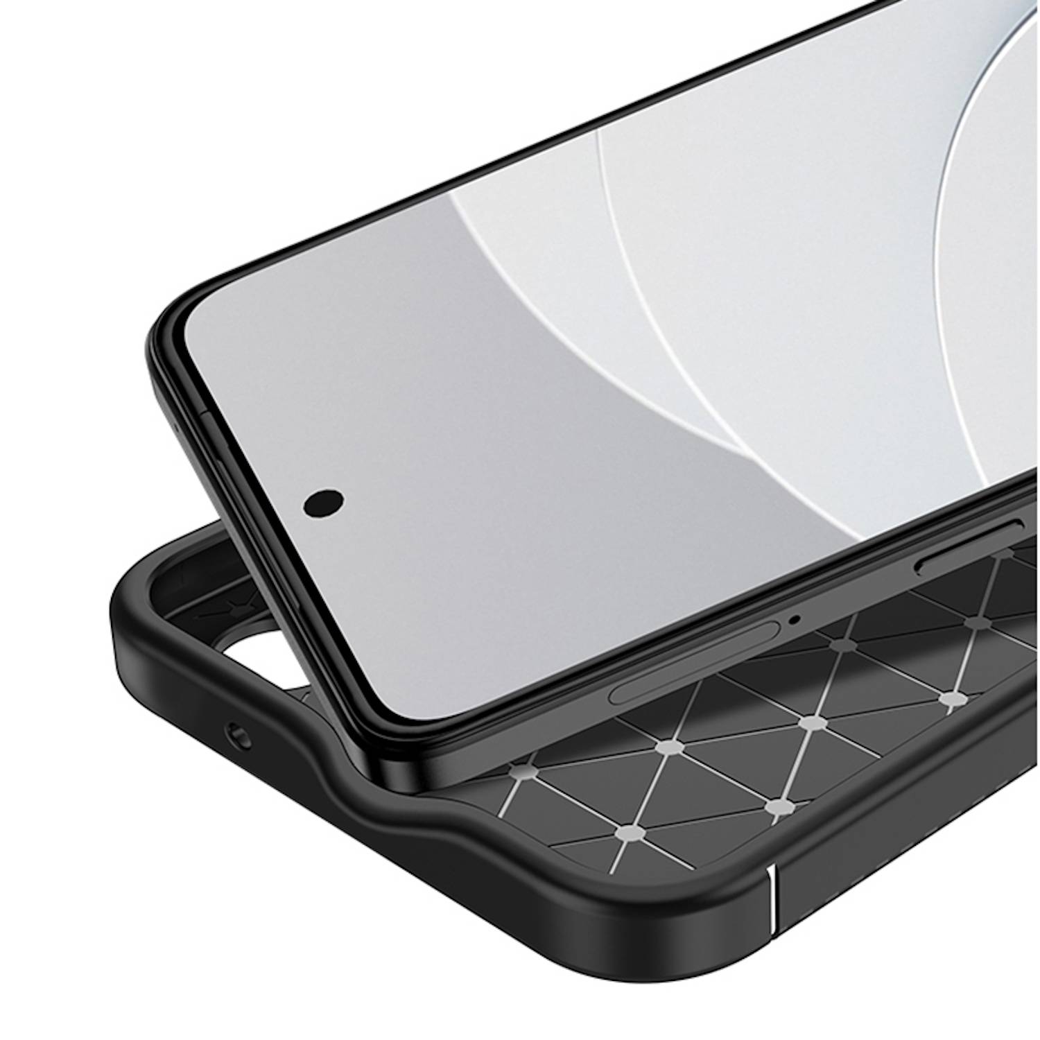 Für Google Pixel 8 Pro Schockfeste Carbon TPU Handy Tasche Schwarz