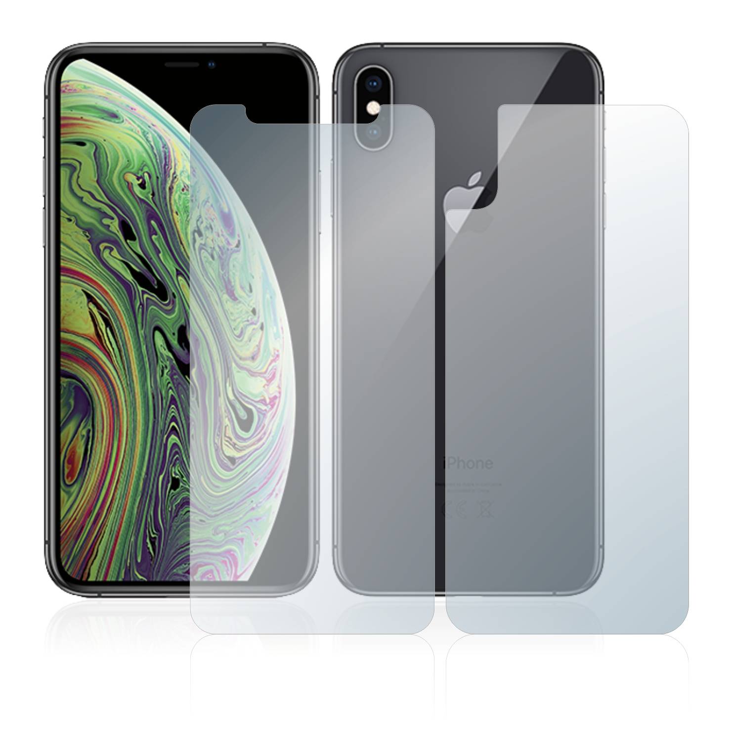 upscreen Flexible Schutz Glas Folie für Apple iPhone Xs (Display+Rückseite) Schutzglas 9H Hybridglas Klar