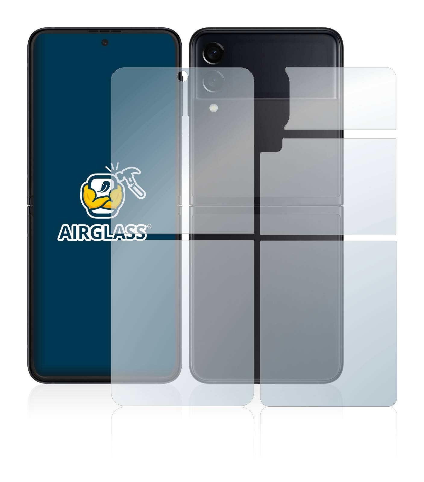 BROTECT AirGlass Flexible Schutz Glas Folie für Samsung Galaxy Z Flip 3 5G (Display+Rückseite) Klar Transparent