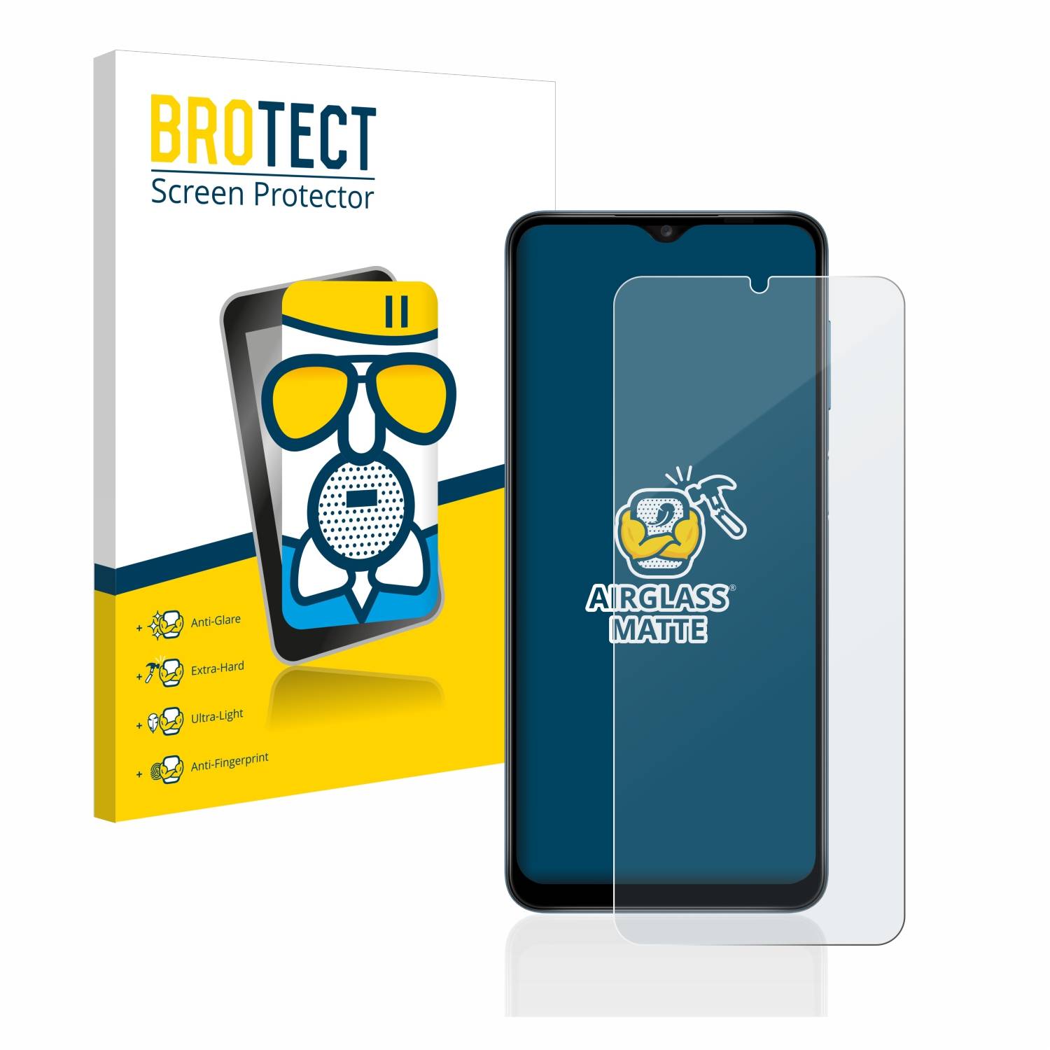 BROTECT AirGlass Flexible Schutz Glas Folie für Samsung Galaxy A12 Matt Entspiegelt