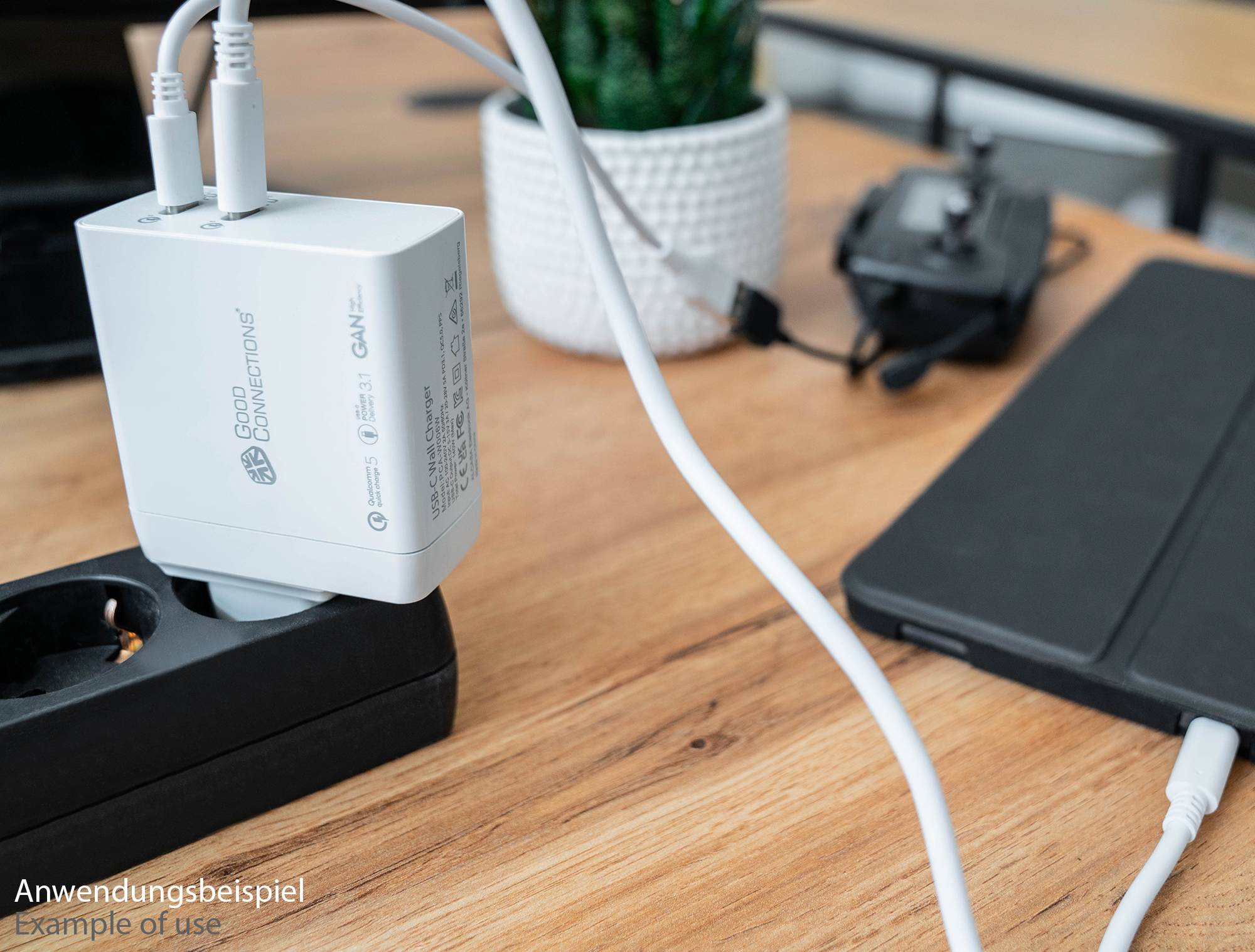 USB-Schnellladegerät 140W mit GaN-Technologie, 2-Port (2x USB-C™), PD 3.1, QC 5, PPS, weiß, Good Connections®