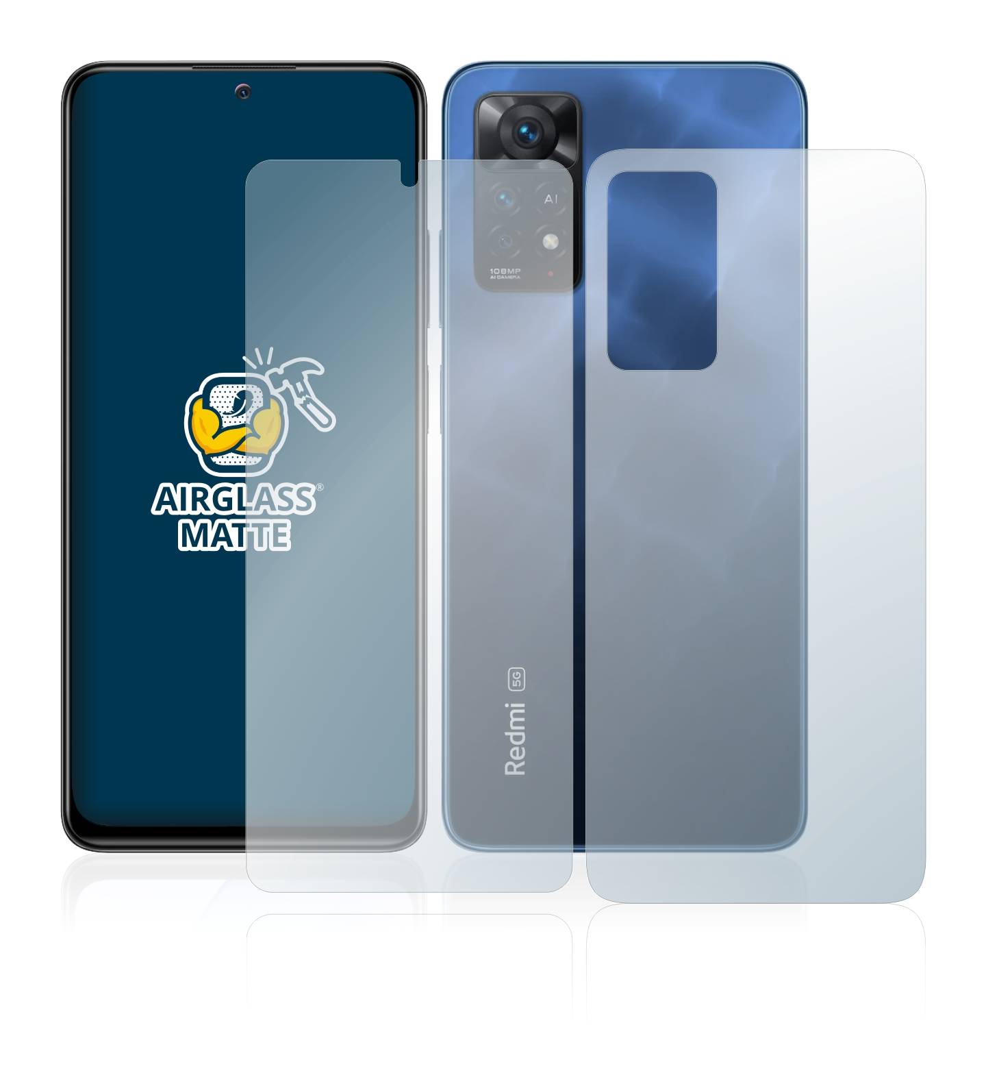 BROTECT AirGlass Flexible Schutz Glas Folie für Xiaomi Redmi Note 11 Pro 5G (Display+Rückseite) Matt Entspiegelt