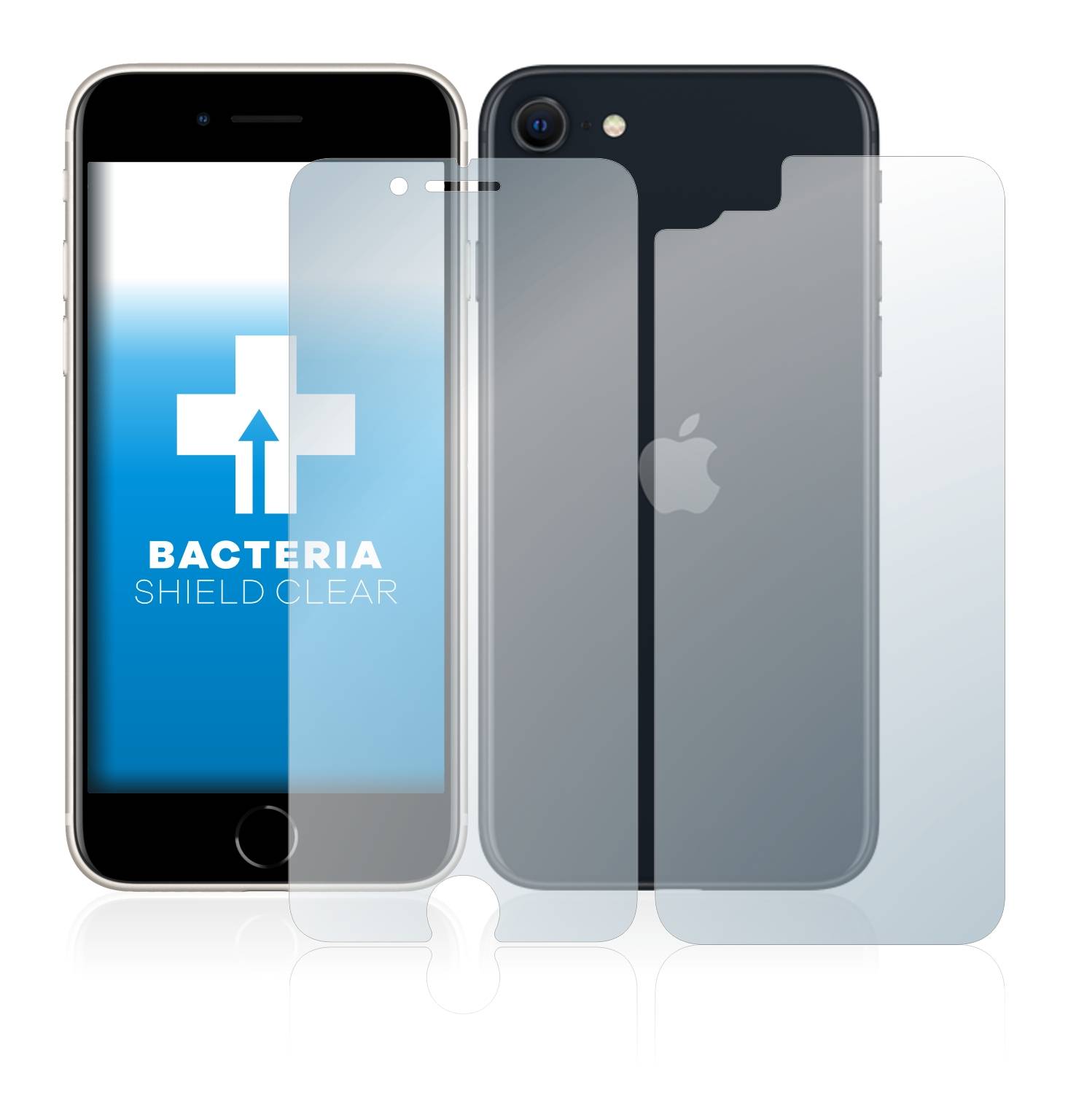 upscreen Schutzfolie für Apple iPhone SE 3 2022 (Display+Rückseite) Antibakterielle Folie Klar Anti-Kratzer