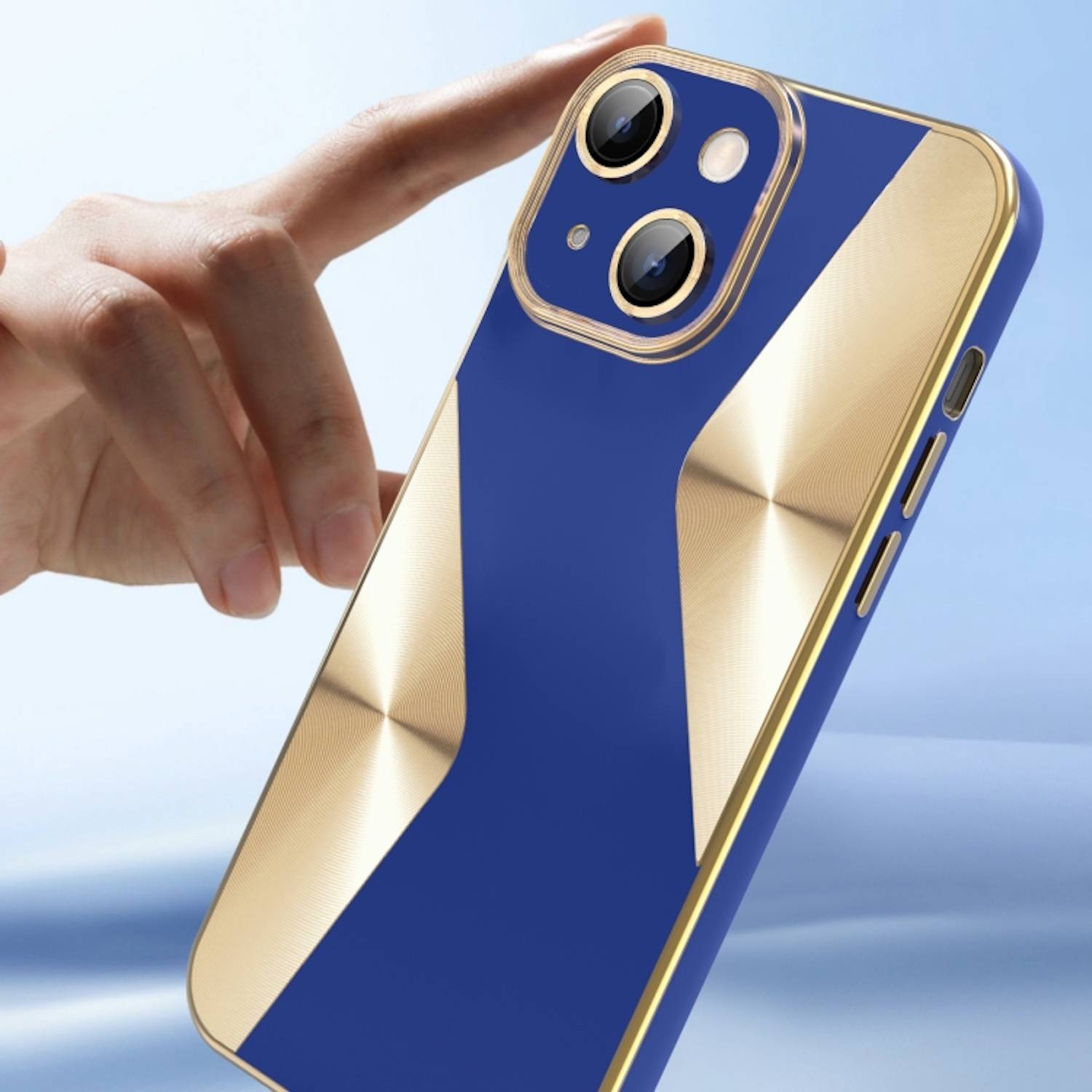 Für Apple iPhone 15 Electroplating Silikon TPU Handy Hülle Schutz Dunkelblau