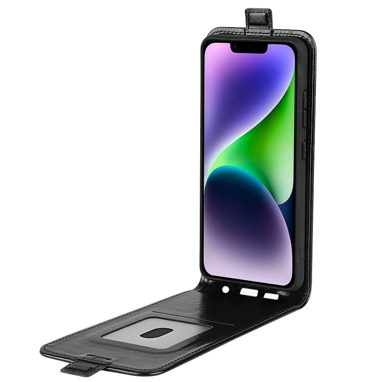 Für Apple iPhone 15 Fliptasche Schwarz Hülle Cover Tasche Etuis Case