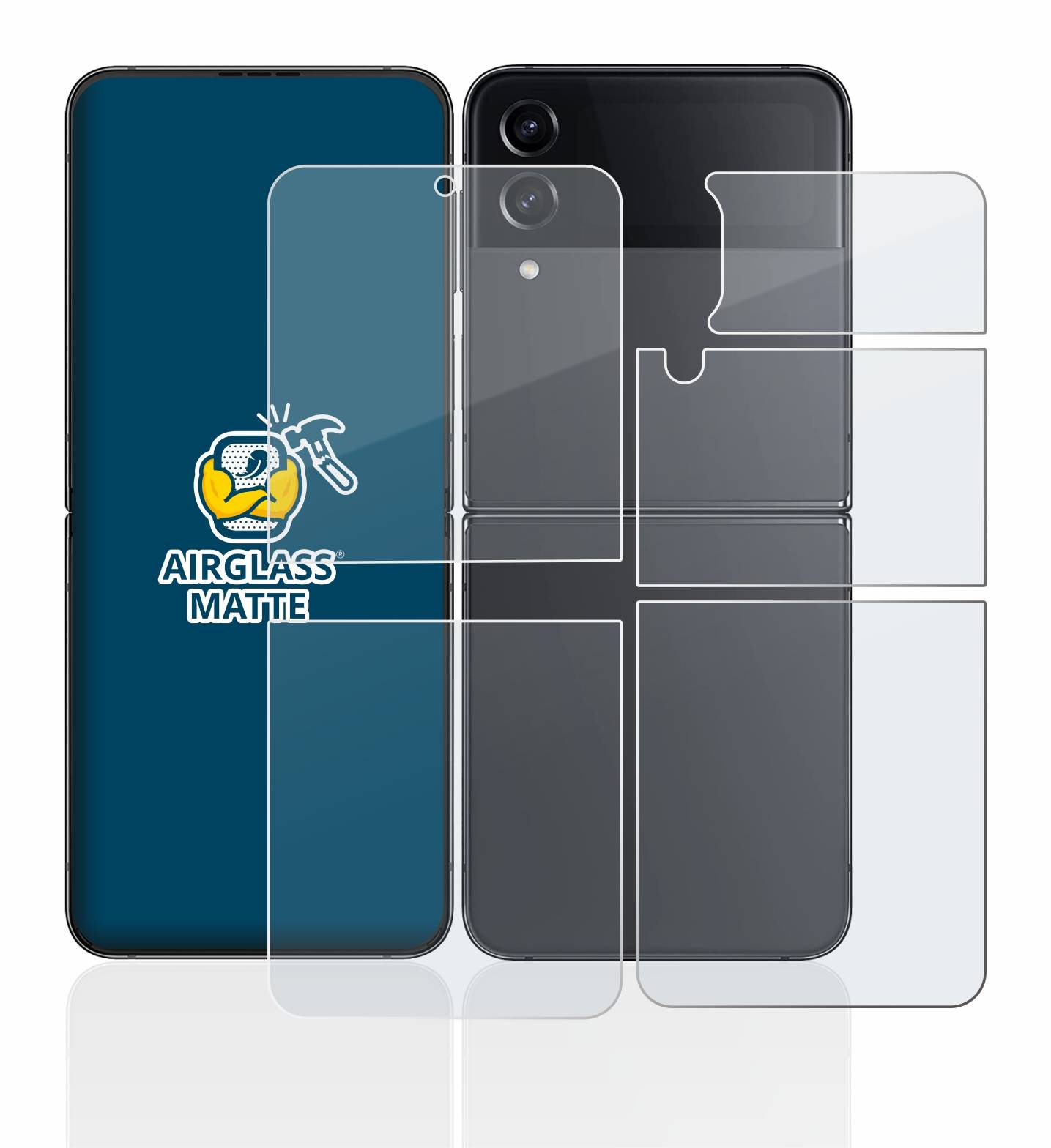 BROTECT AirGlass Flexible Schutz Glas Folie für Samsung Galaxy Z Flip 4 (Display+Rückseite) Matt Entspiegelt