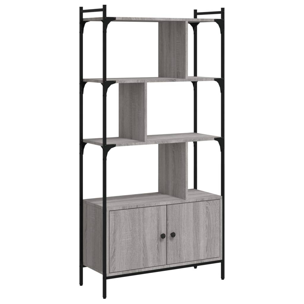 vidaXL Bücherregal mit Türen Grau Sonoma 76,5x30x154,5cm Holzwerkstoff