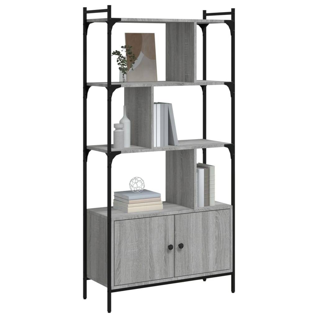 vidaXL Bücherregal mit Türen Grau Sonoma 76,5x30x154,5cm Holzwerkstoff