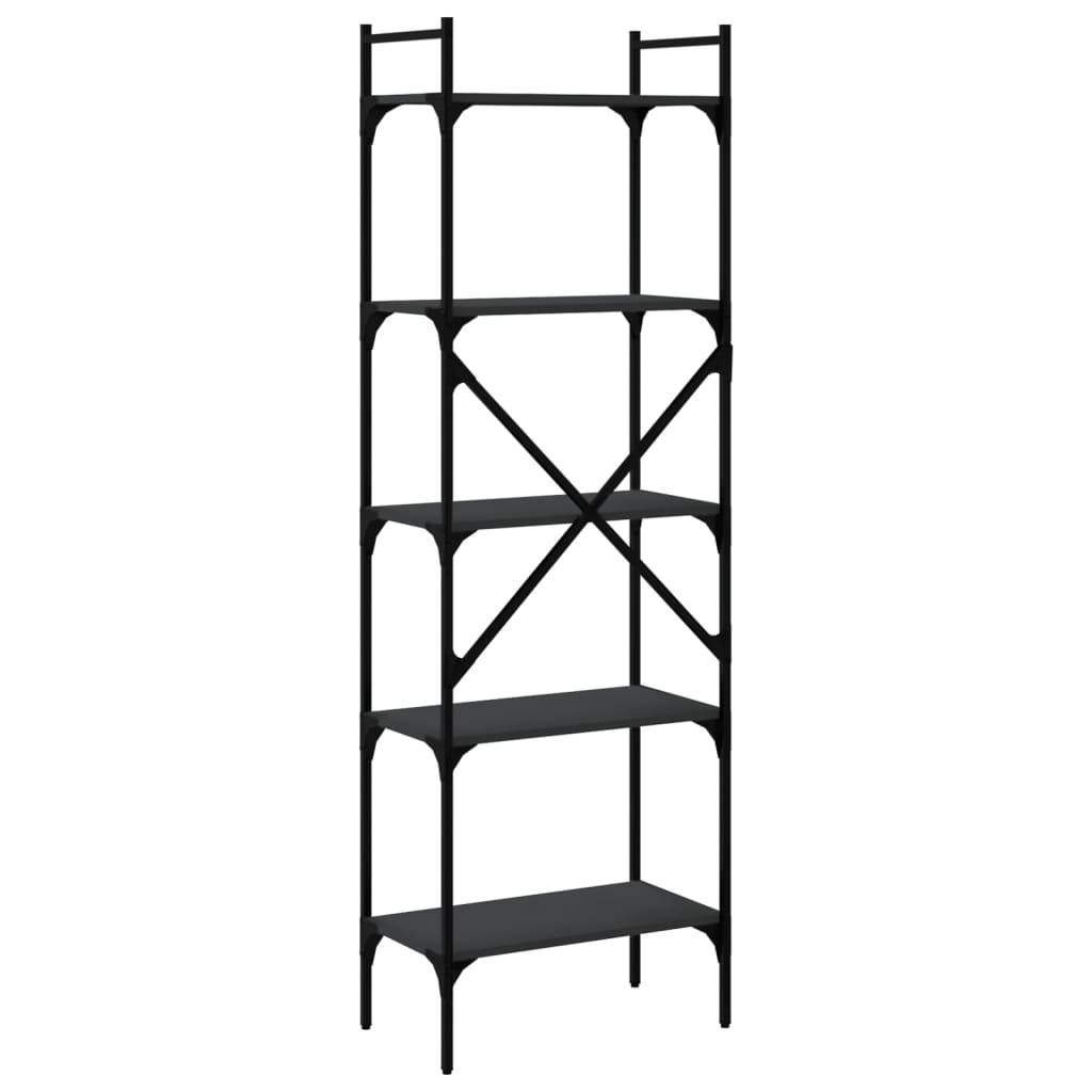 vidaXL Bücherregal 5 Fächer Schwarz 56x31,5x174 cm Holzwerkstoff