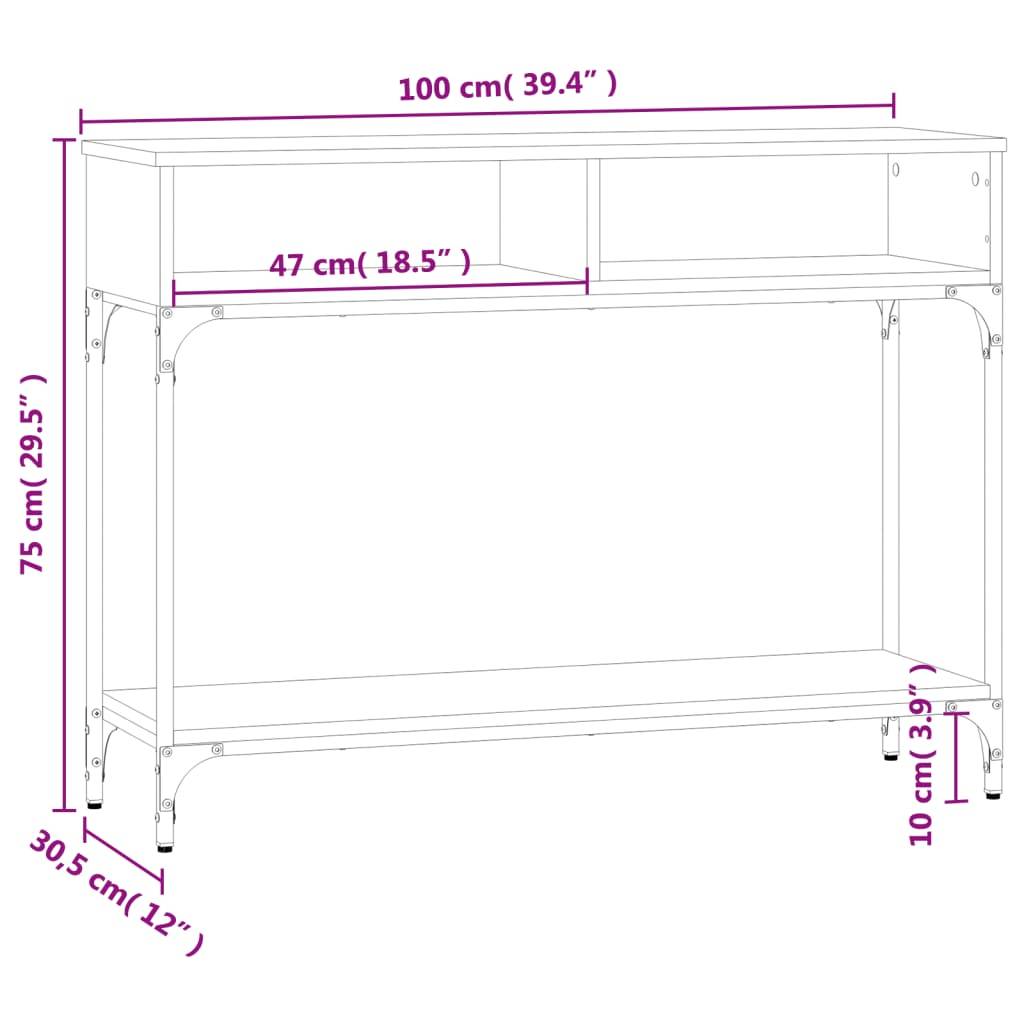 vidaXL Konsolentisch Grau Sonoma 100x30,5x75 cm Holzwerkstoff