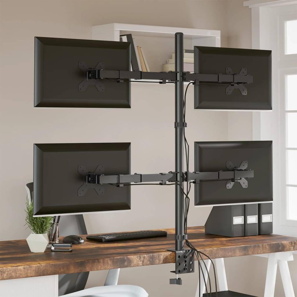 vidaXL Monitorhalterung Schwarz Stahl VESA 75/100 mm