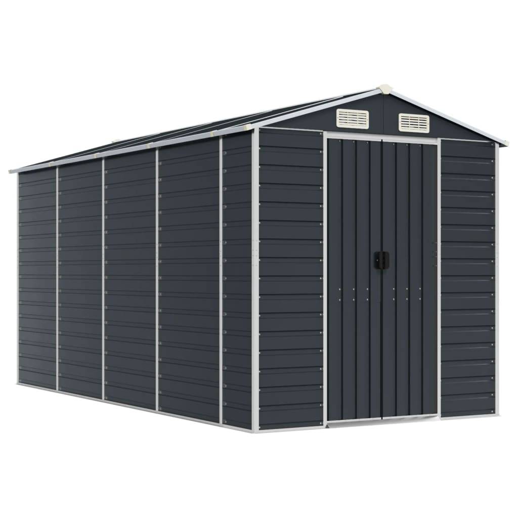 vidaXL Gerätehaus Anthrazit 191x385x198 cm Verzinkter Stahl