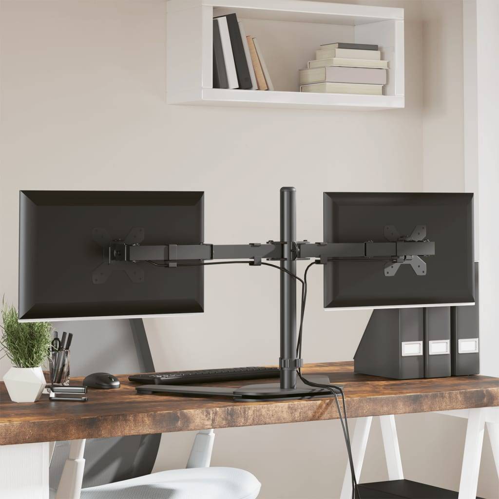 vidaXL Tischhalterung für 2 Monitore Schwarz Stahl VESA 75/100 mm
