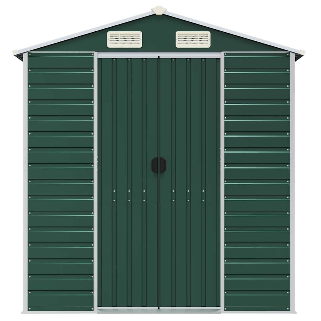 vidaXL Gerätehaus Grün 191x725x198 cm Verzinkter Stahl