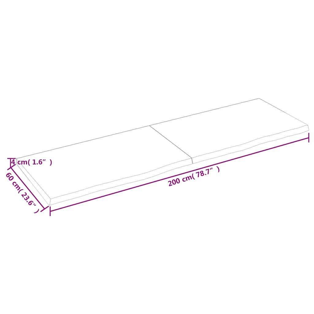 vidaXL Waschtischplatte Hellbraun 200x60x(2-4) cm Massivholz Behandelt