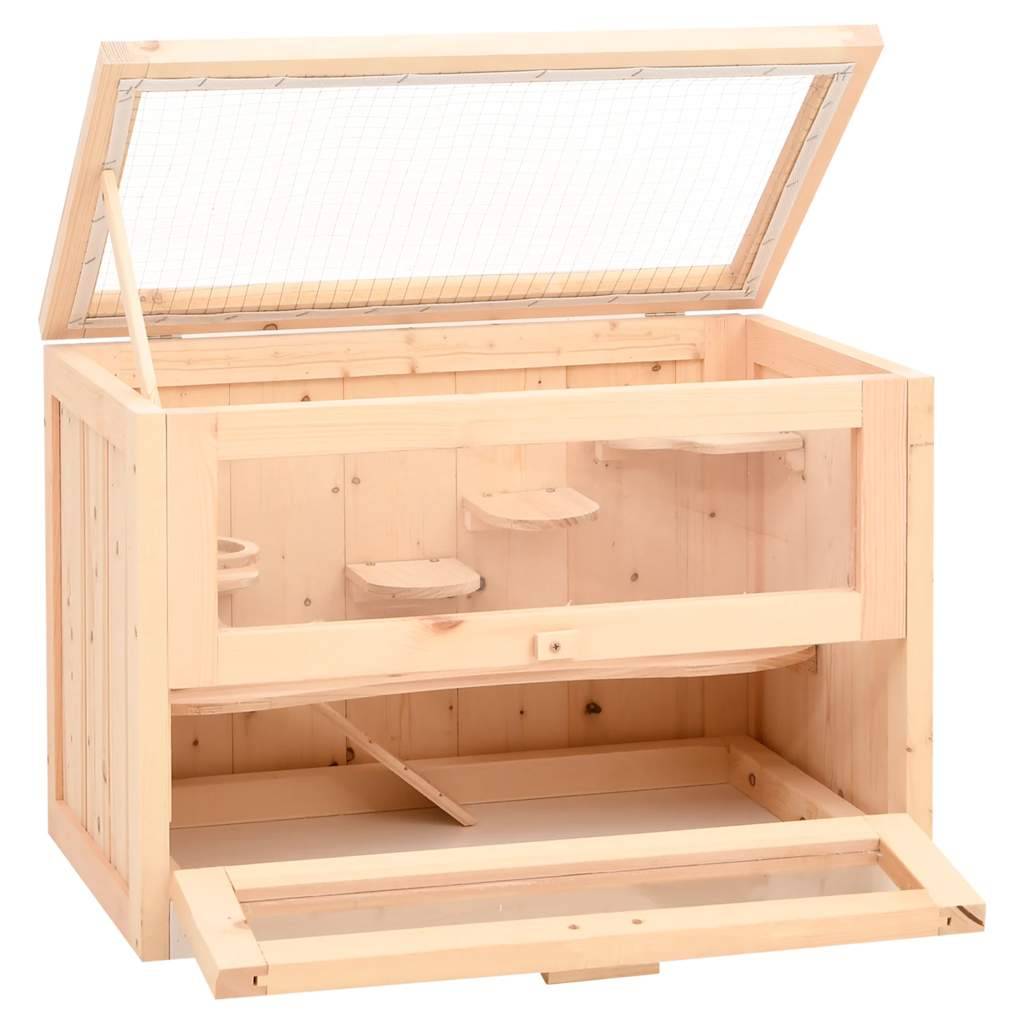 vidaXL Hamsterkäfig 60x35,5x42 cm Massivholz Tanne