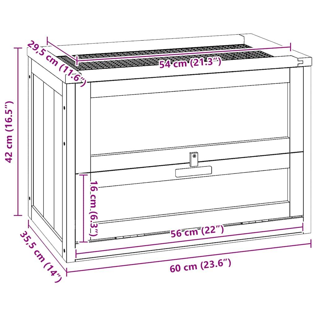 vidaXL Hamsterkäfig 60x35,5x42 cm Massivholz Tanne