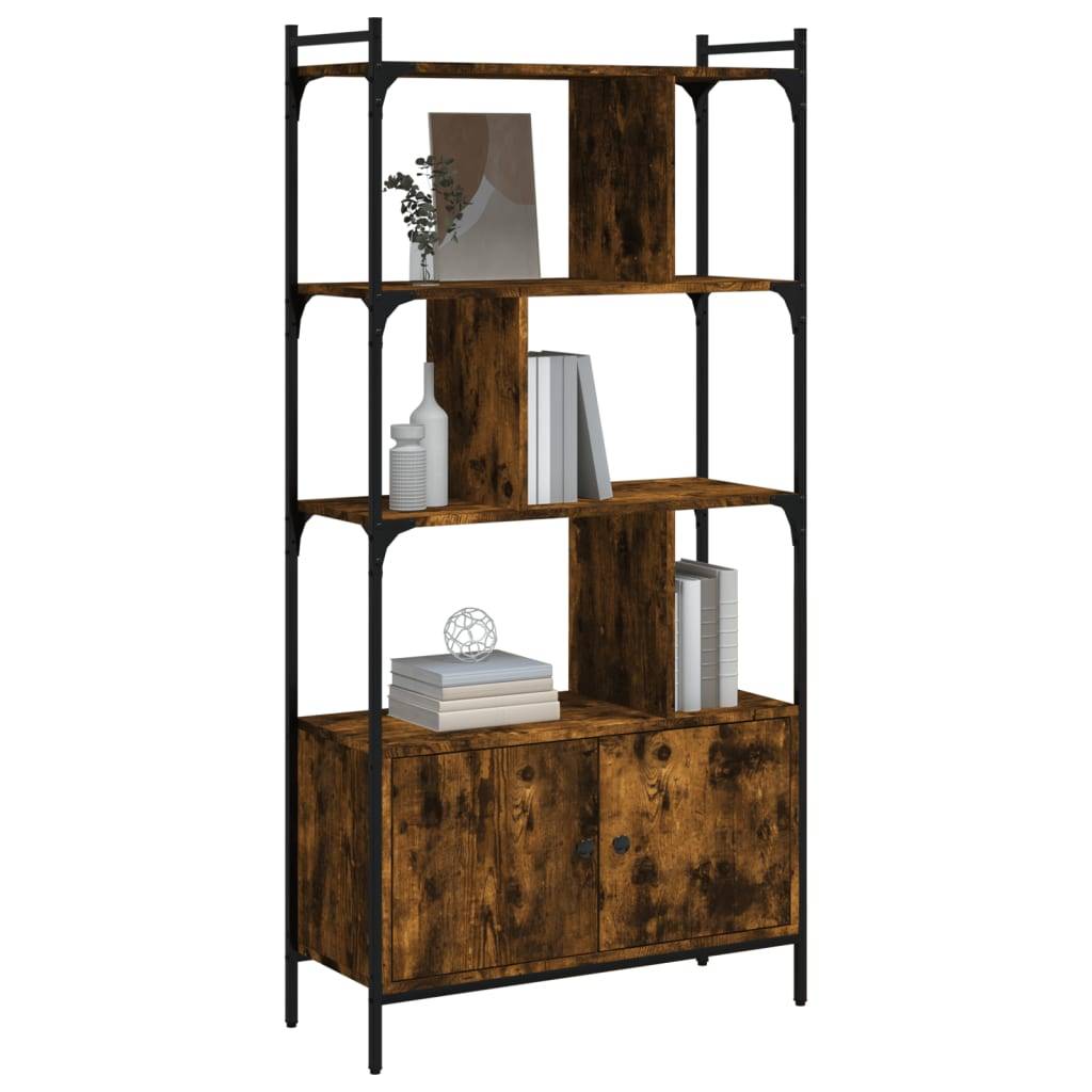 vidaXL Bücherregal mit Tür Räuchereiche 76,5x30x154,5 cm Holzwerkstoff