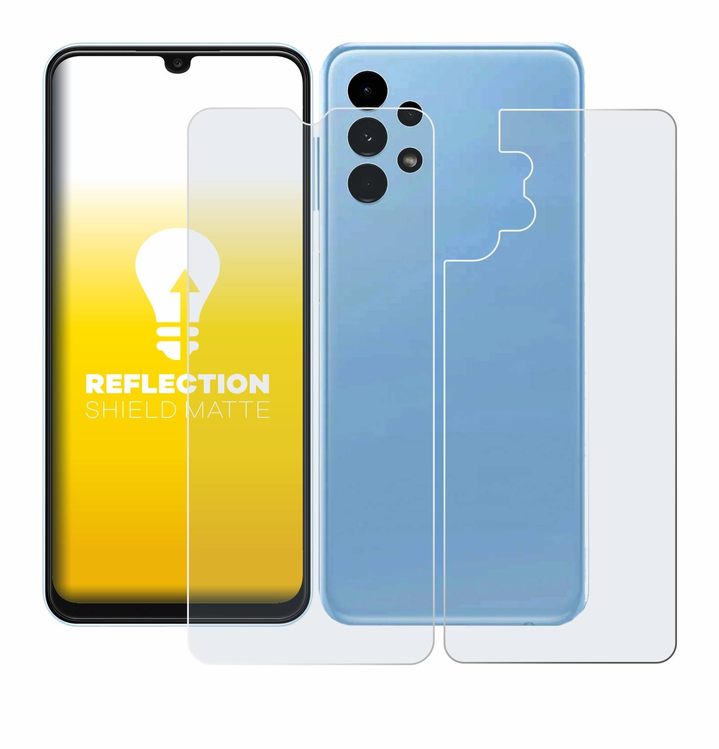 upscreen Schutzfolie für Samsung Galaxy A13 (Display+Rückseite) Folie Matt Entspiegelt Anti-Reflex
