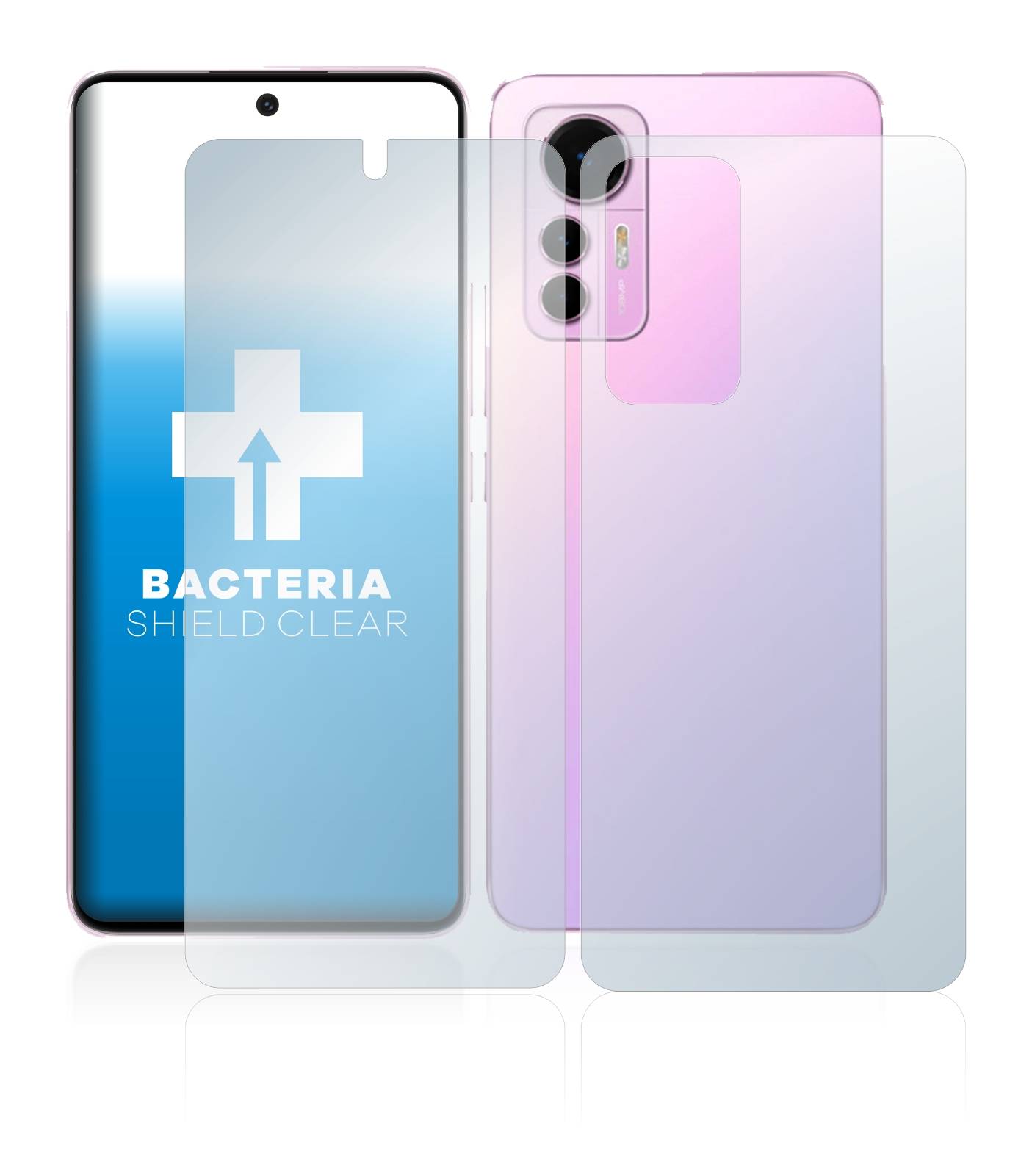 upscreen Schutzfolie für Xiaomi 12 Lite (Display+Rückseite) Antibakterielle Folie Klar Anti-Kratzer