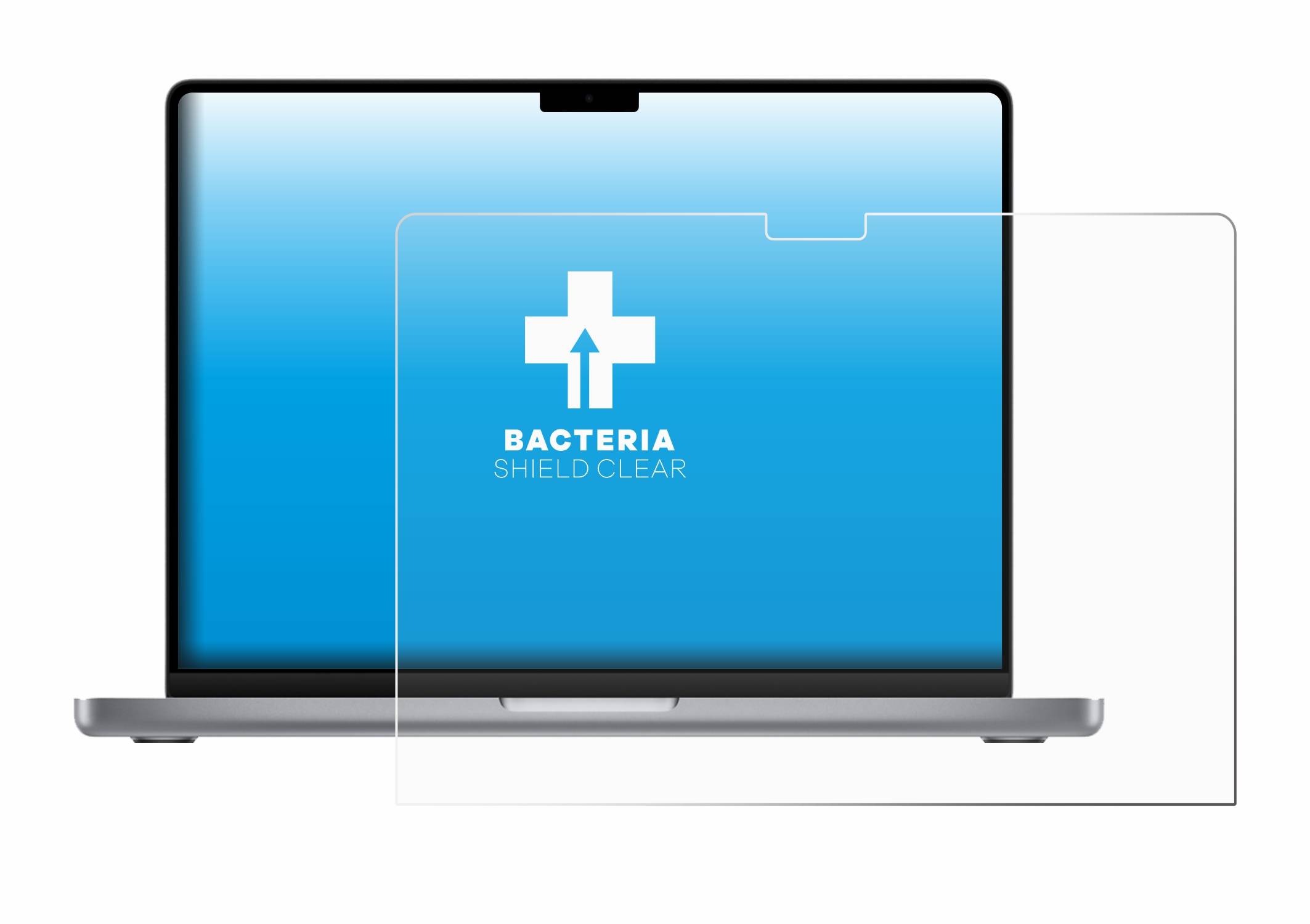 upscreen Schutzfolie für Apple MacBook Pro 14" 2021 Antibakterielle Folie Klar Anti-Kratzer