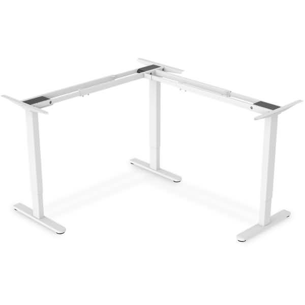 DIGITUS Elektrisch höhenverstellbares Tischgestell, 90° L-Form, Triple-Motor, 2-Stufen, Weiß