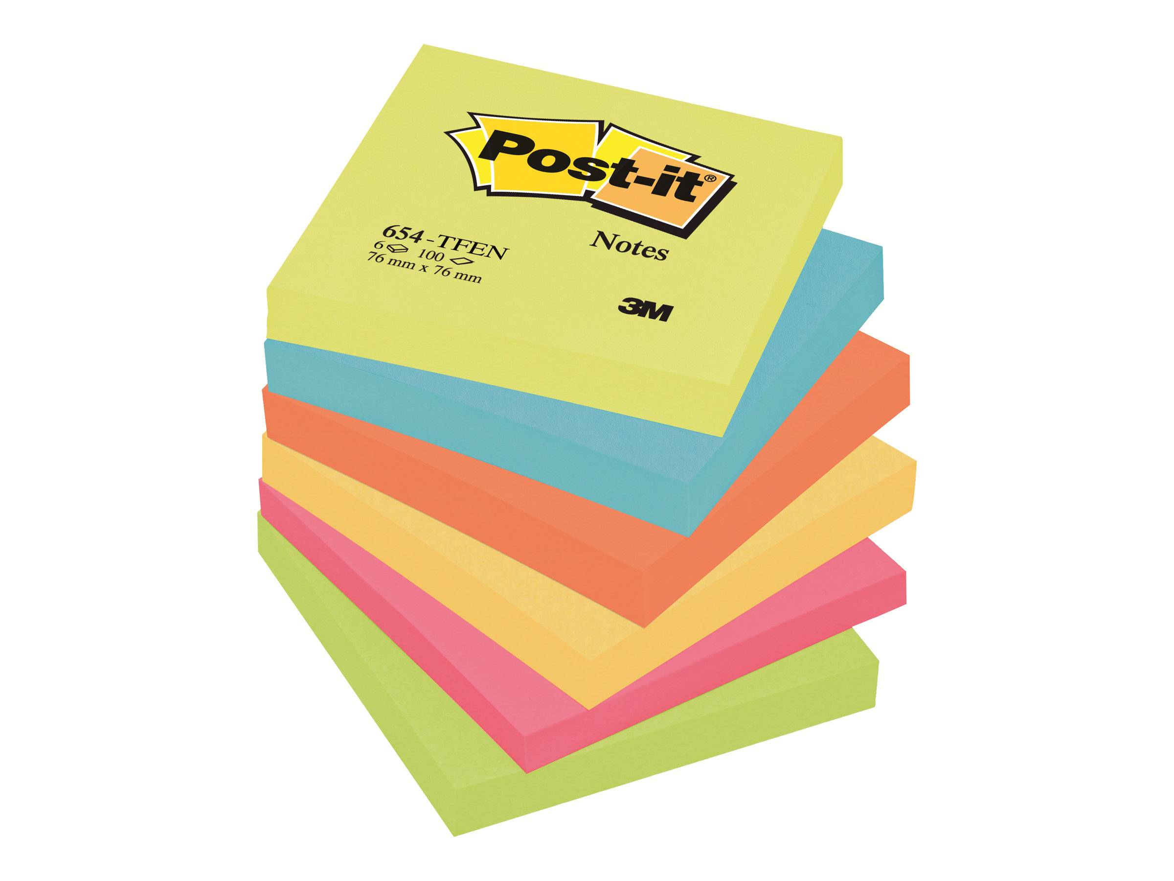 Post-it Haftnotiz Active Collection 654TFEN 76x76mm sortiert 6 St./Pack