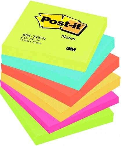 Post-it Haftnotiz Active Collection 654TFEN 76x76mm sortiert 6 St./Pack