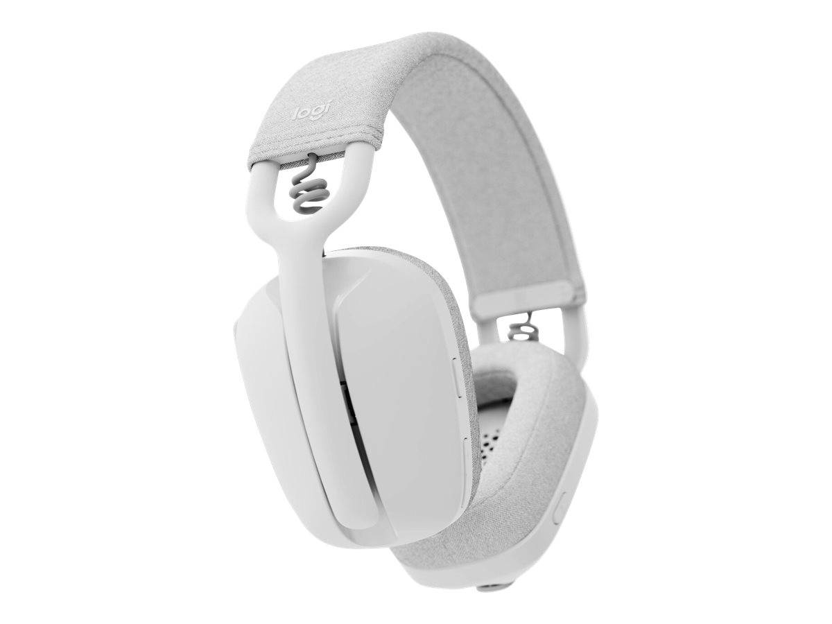 Logitech ZONE VIBE 100 Over Ear Headset Bluetooth® Stereo Weiß Mikrofon-Rauschunterdrückung, Noise Cancelling Lautstärkeregelung, Mikrofon-Stumm