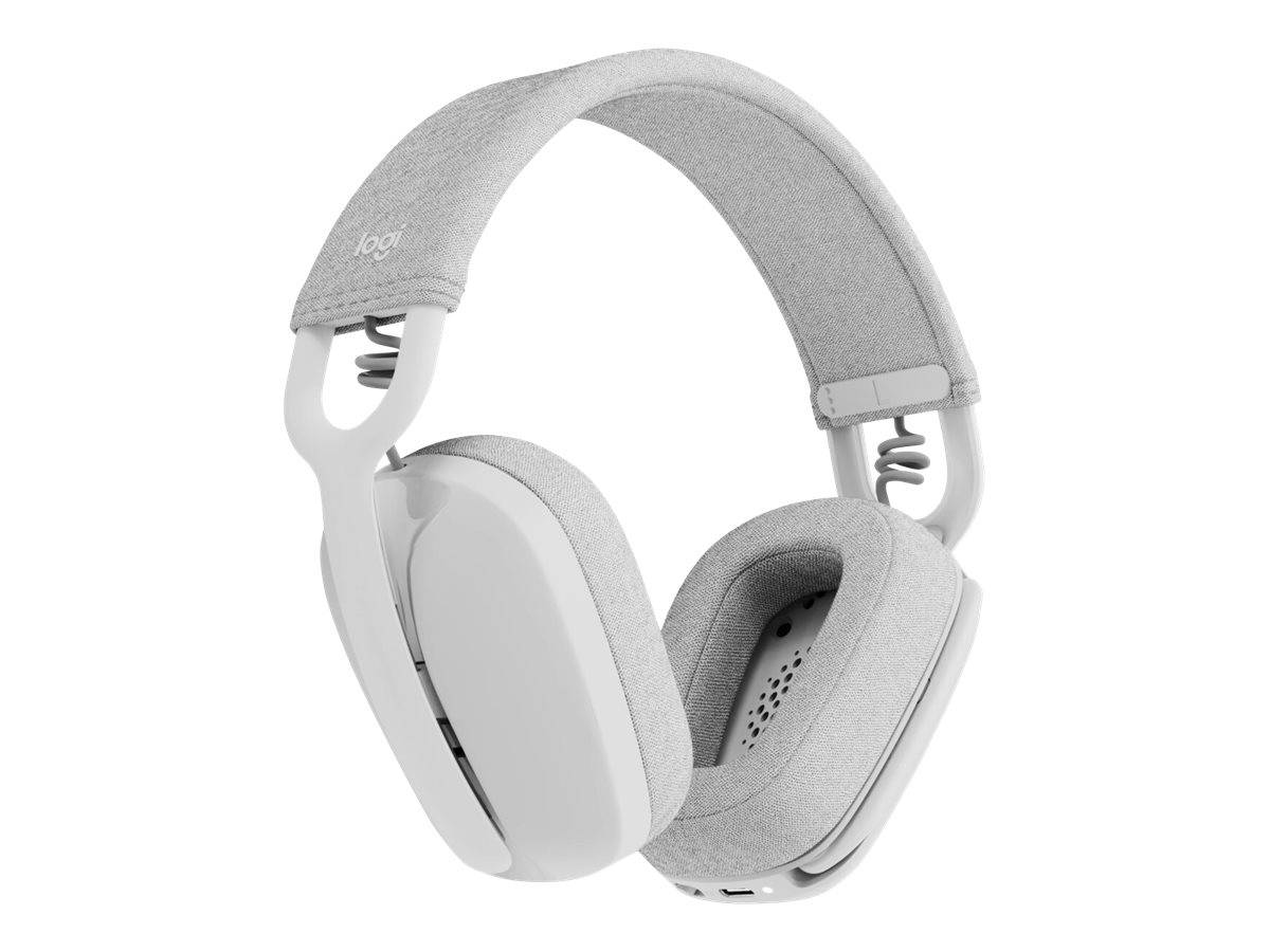 Logitech ZONE VIBE 100 Over Ear Headset Bluetooth® Stereo Weiß Mikrofon-Rauschunterdrückung, Noise Cancelling Lautstärkeregelung, Mikrofon-Stumm