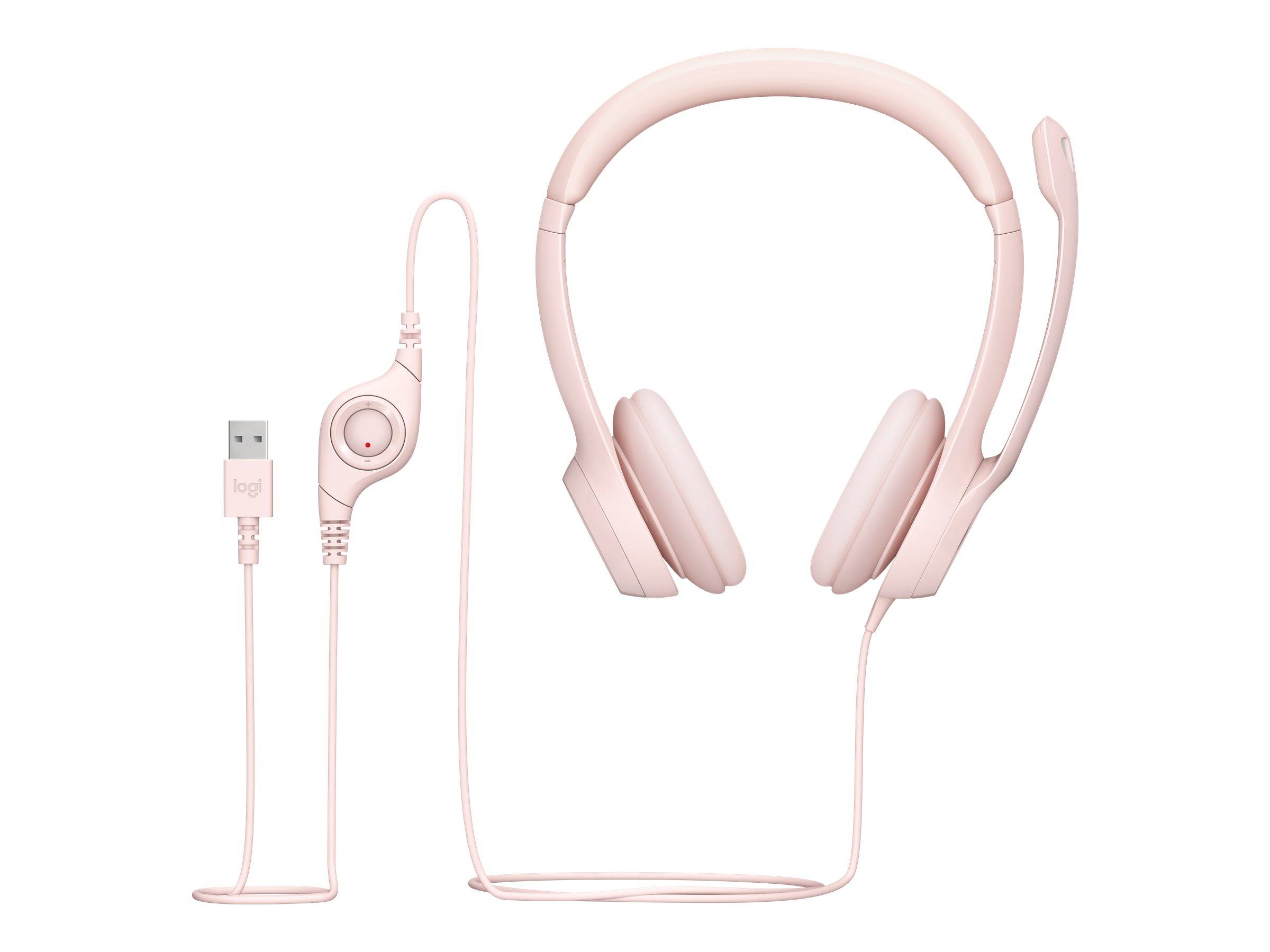 Logitech H390 On Ear Headset kabelgebunden Stereo Rosa Mikrofon-Rauschunterdrückung Headset, Lautstärkeregelung