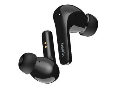 Belkin SoundForm Flow In Ear Headset Bluetooth® Schwarz Noise Cancelling Headset, Ladecase, Schweißresistent